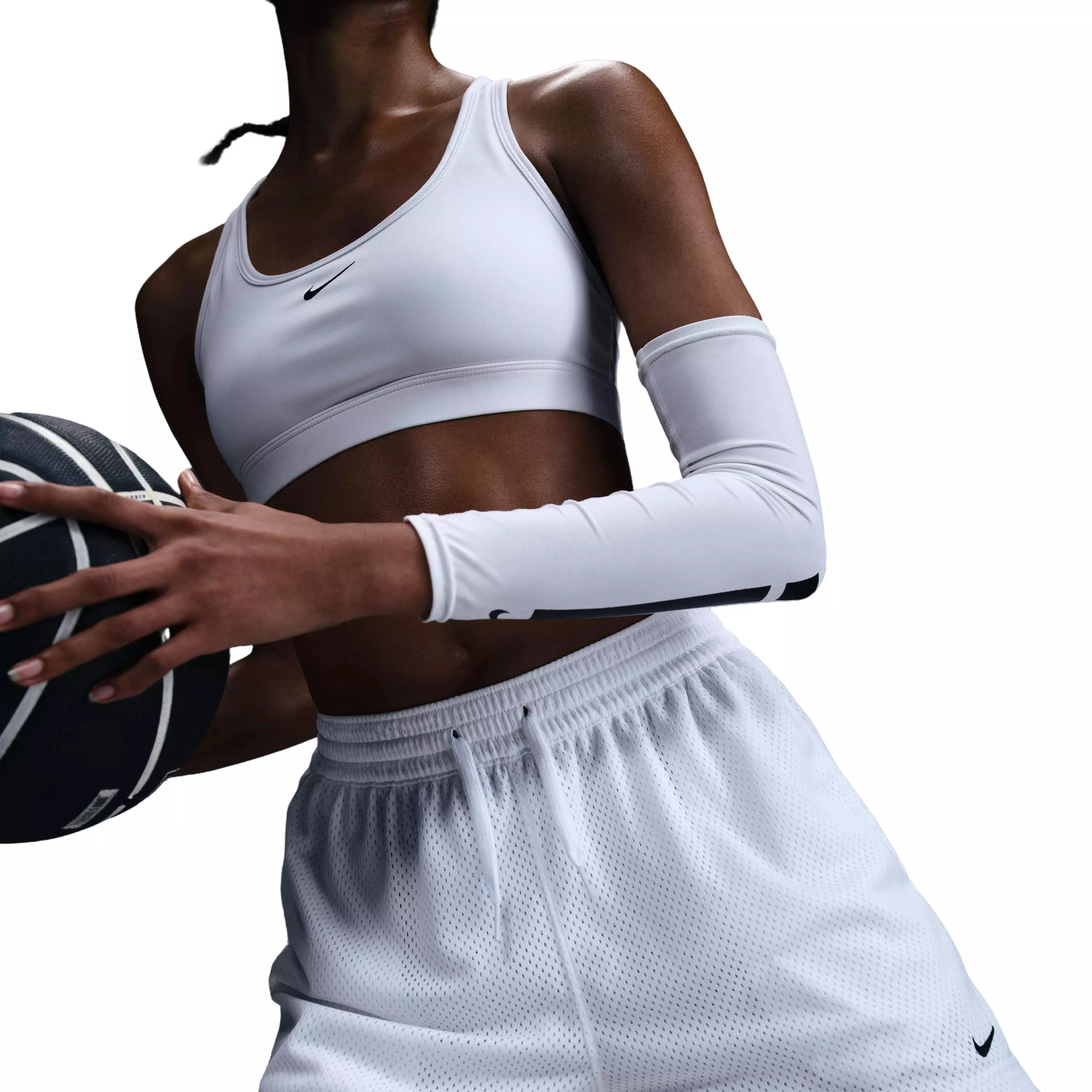 Nike Women's Essential Dri-FIT Mesh Basketball Shorts-White - WHITE