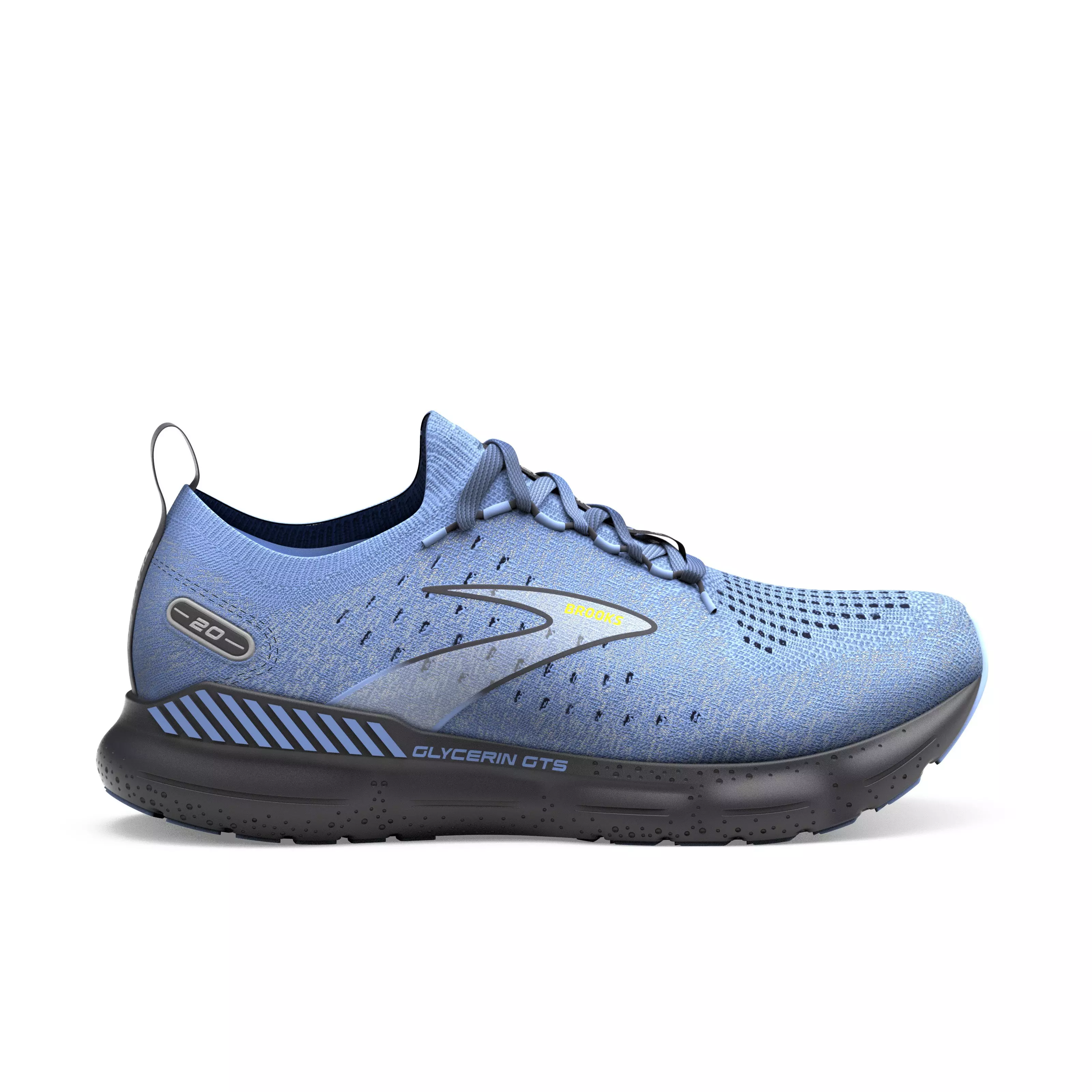 Brooks Glycerin StealthFit GTS 20 "Light Blue/Nine Iron/Sulphur" Men's Running Shoe - LT BLUE/IRON/SULPHUR