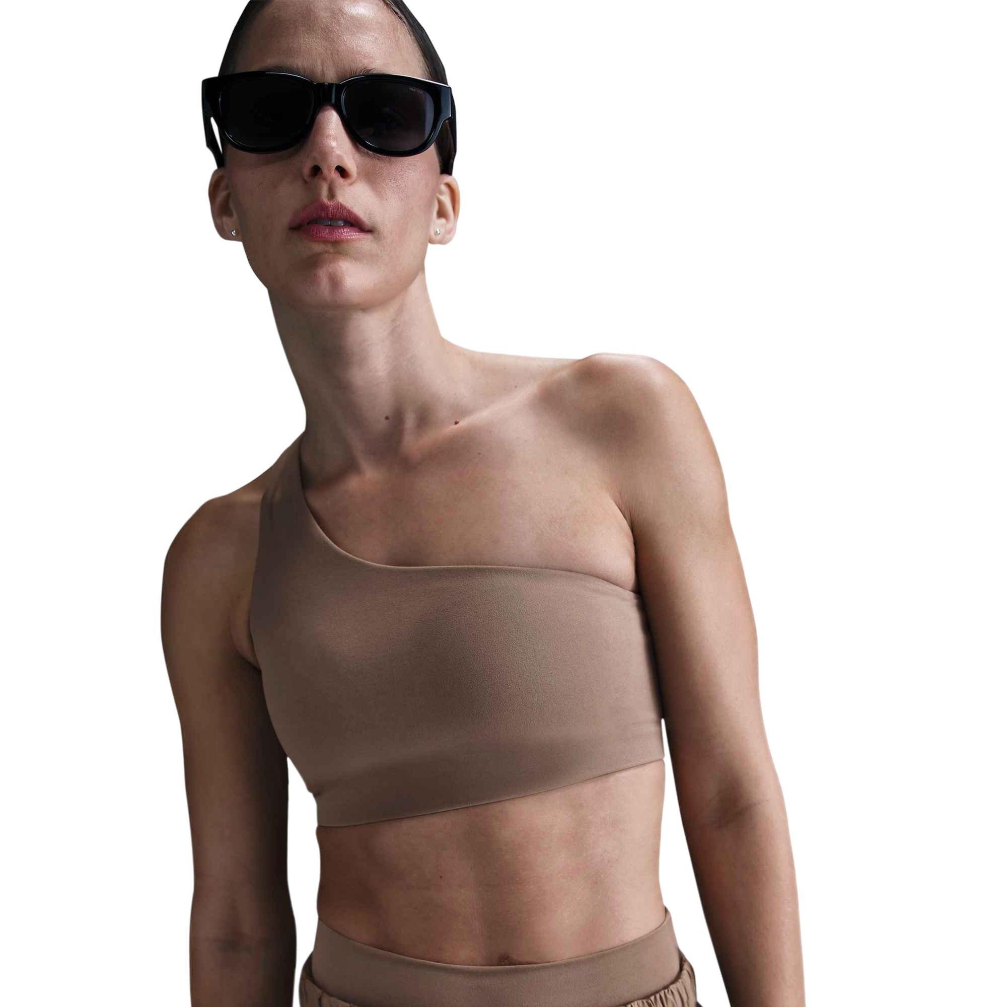 Nike Women's Zenvy Asym Light-Support Padded Sports Bra -Brown - BROWN Thumbnail View 1