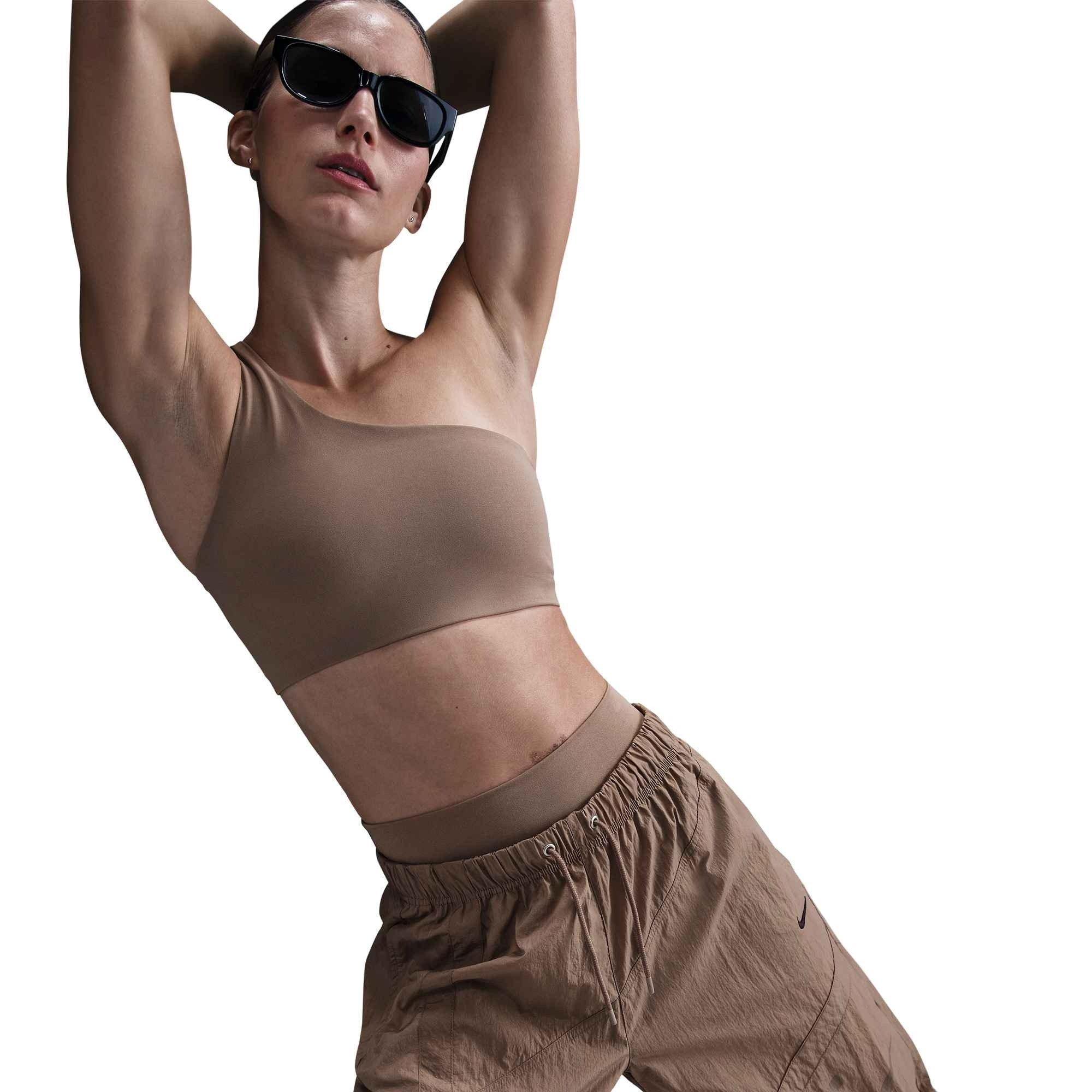 Nike Women's Zenvy Asym Light-Support Padded Sports Bra - Brown - BROWN Thumbnail View 3