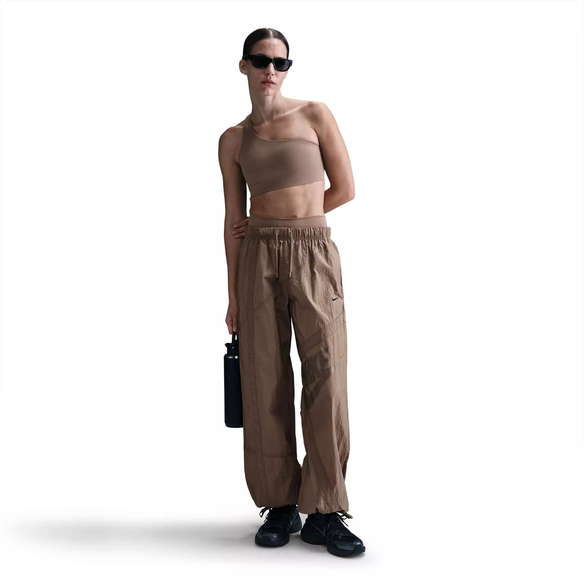 Nike Women's Zenvy Asym Light-Support Padded Sports Bra -Brown - BROWN