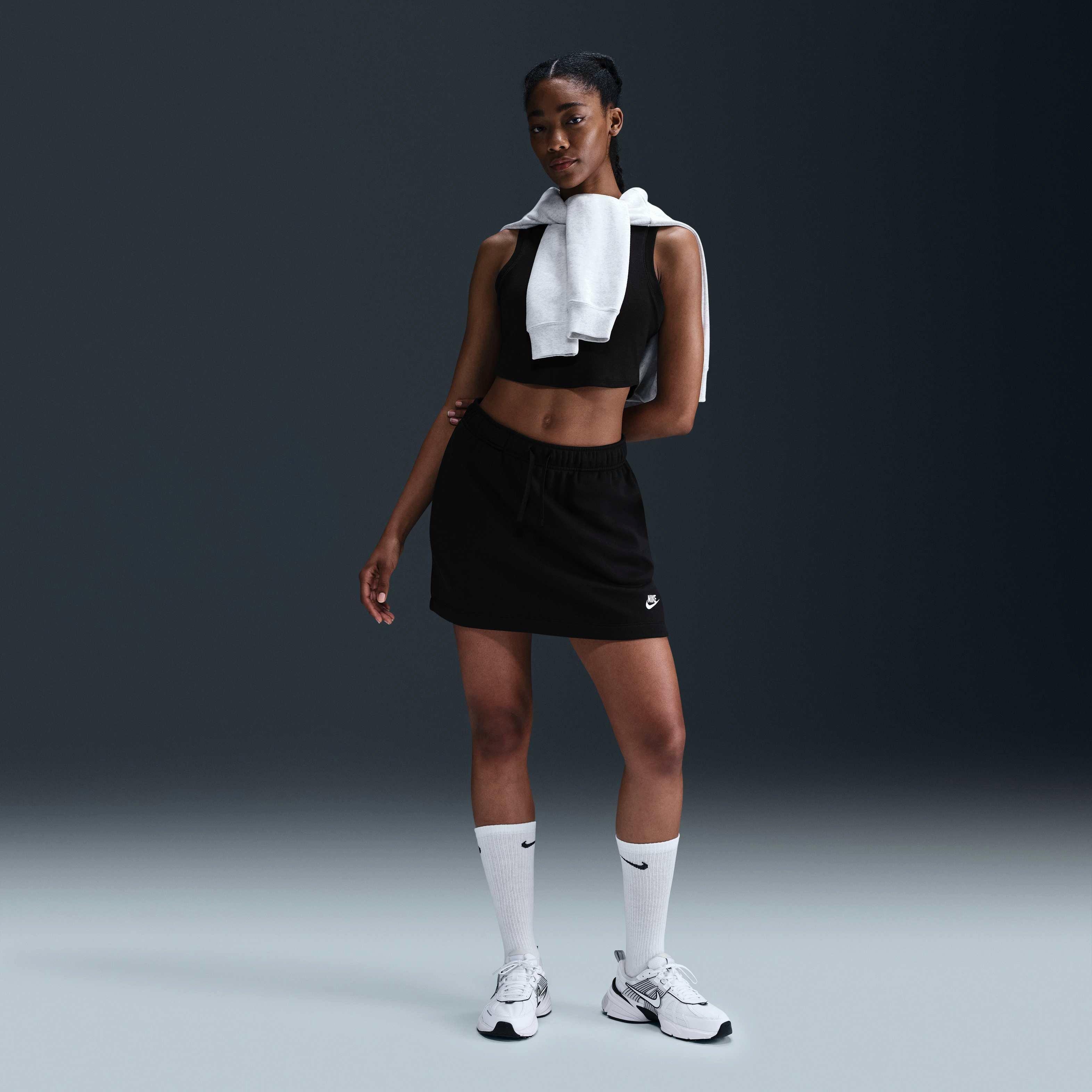 Nike Women's Club Fleece Mid-Rise Skirt Black | Hibbett
