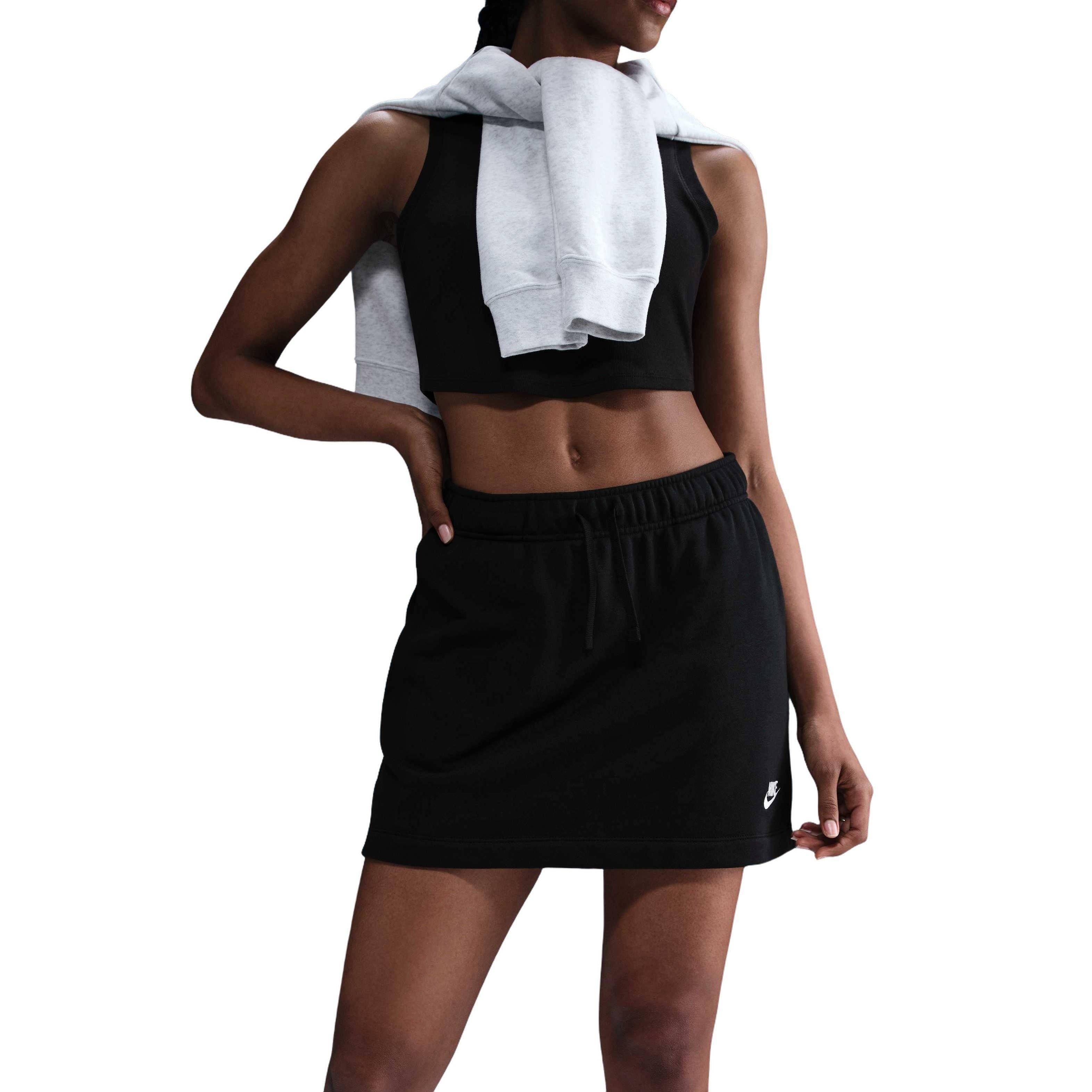 Nike Women's Sportswear Club Fleece Mid-Rise Skirt - Black - BLACK Thumbnail View 5