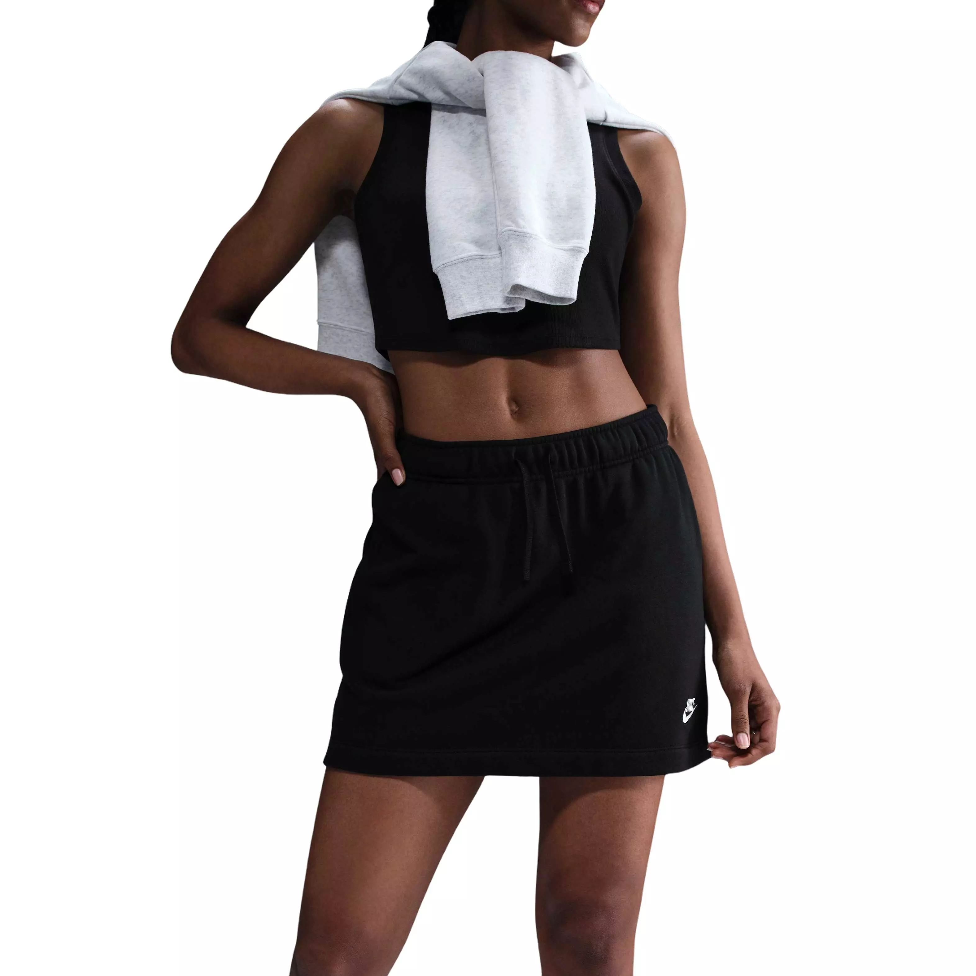 Nike Women's Sportswear Club Fleece Mid-Rise Skirt-Black - BLACK