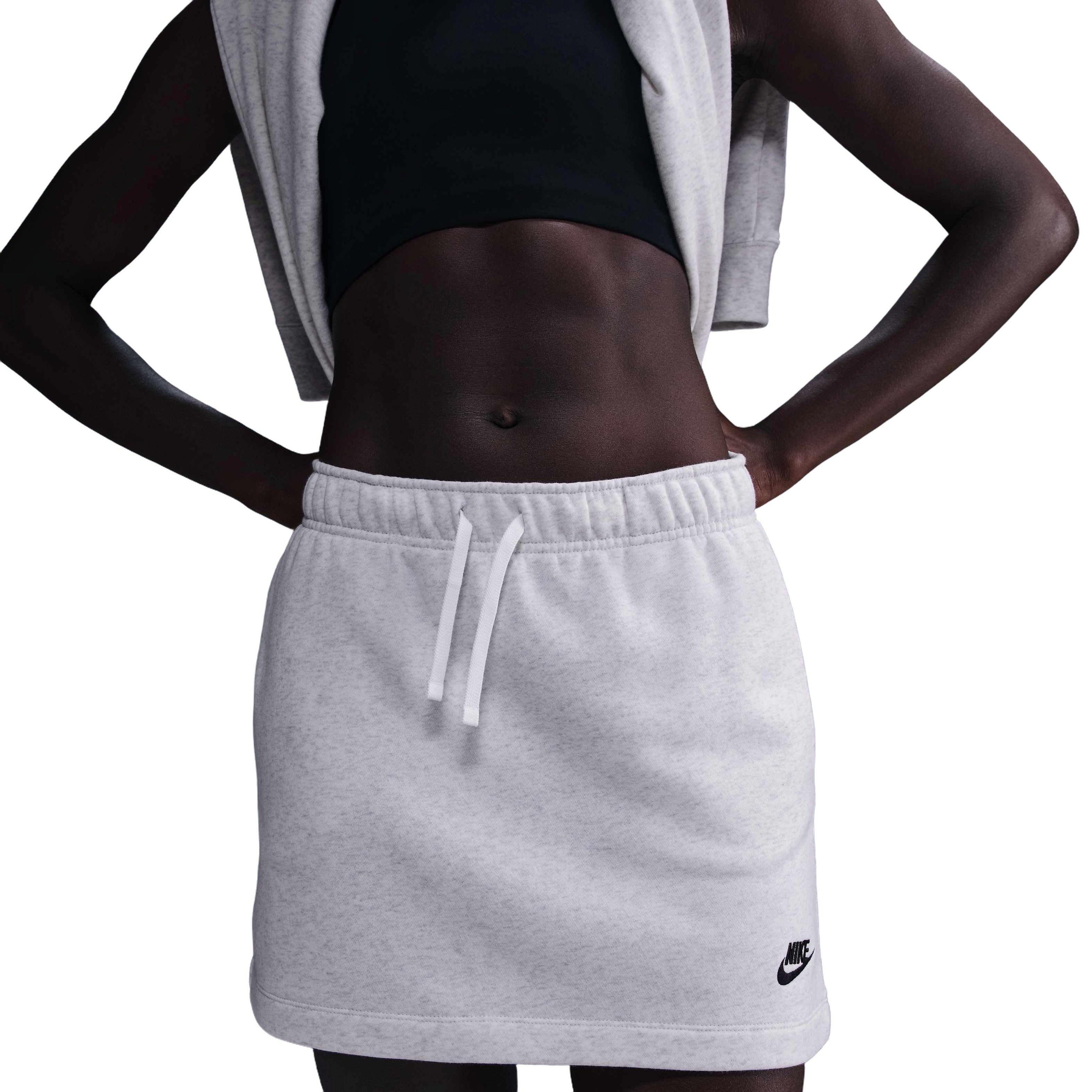 Nike Women's Sportswear Club Fleece Mid-Rise Skirt-Birch Heather - BIRCH HEATHER Thumbnail View 1