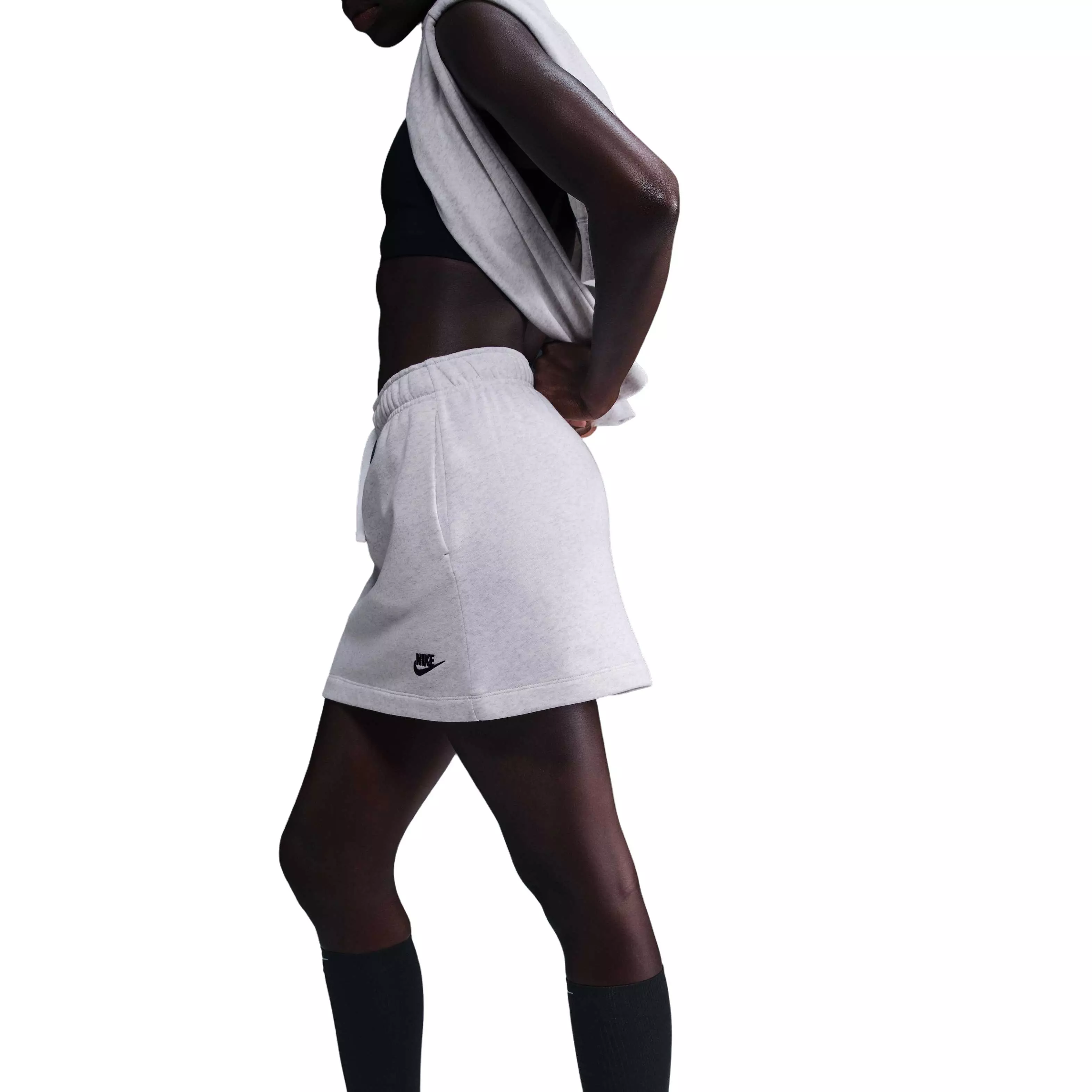 Nike Women's Sportswear Club Fleece Mid-Rise Skirt-Birch Heather - BIRCH HEATHER