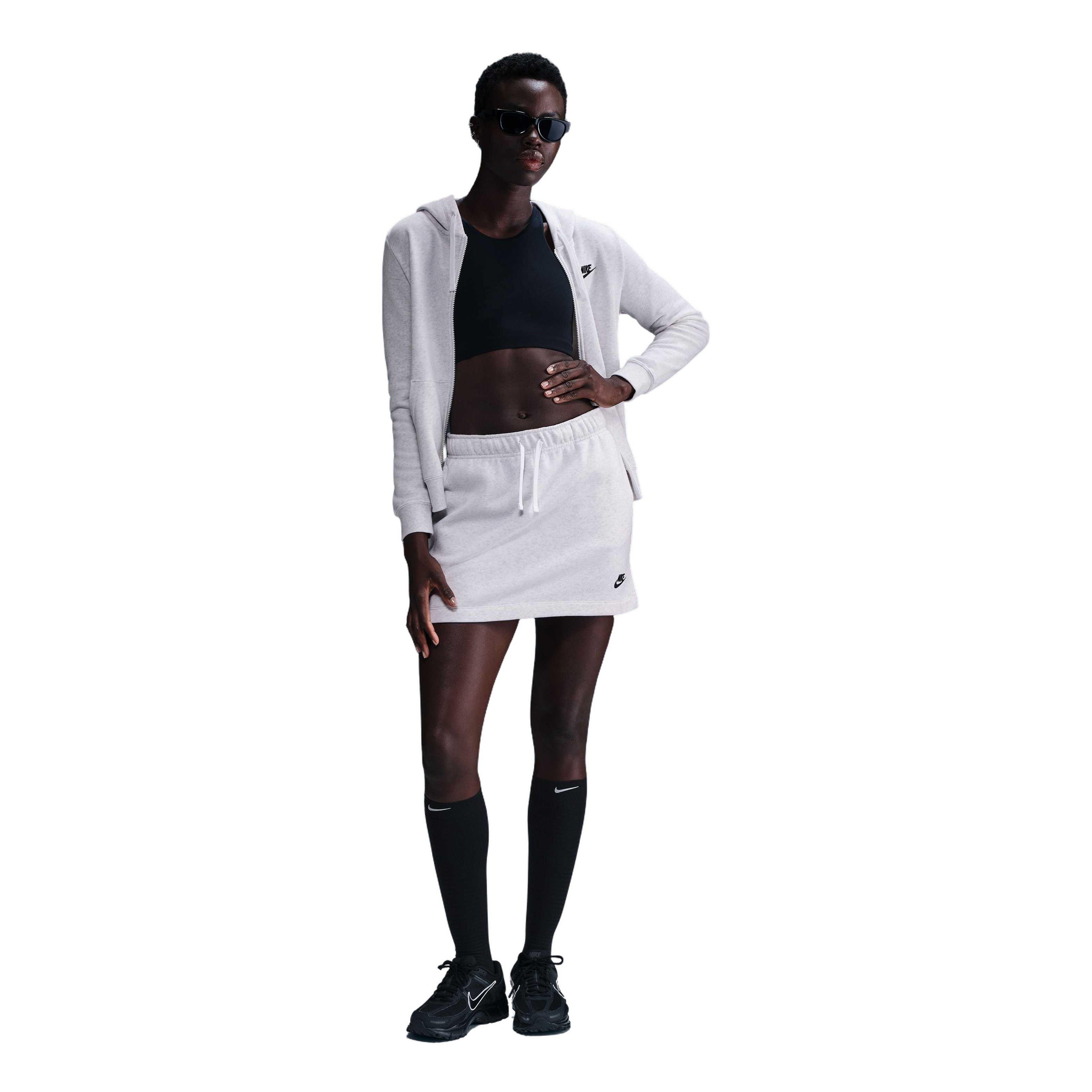 Nike Women's Sportswear Club Fleece Mid-Rise Skirt-Birch Heather - BIRCH HEATHER Thumbnail View 3