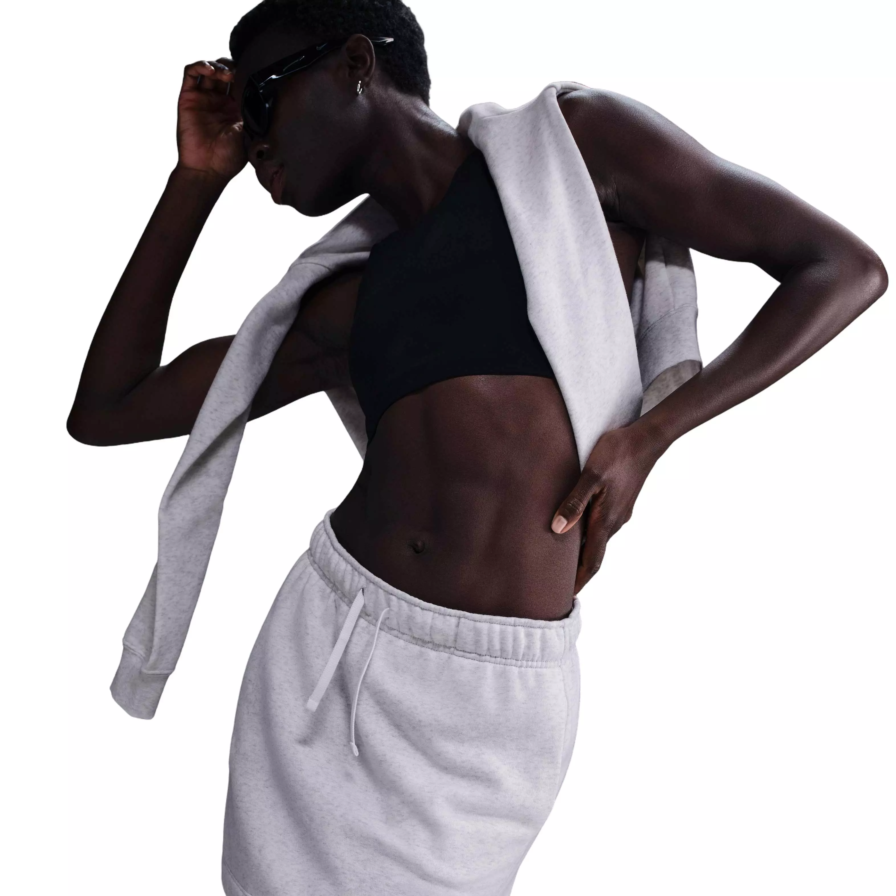 Nike Women's Sportswear Club Fleece Mid-Rise Skirt-Birch Heather - BIRCH HEATHER