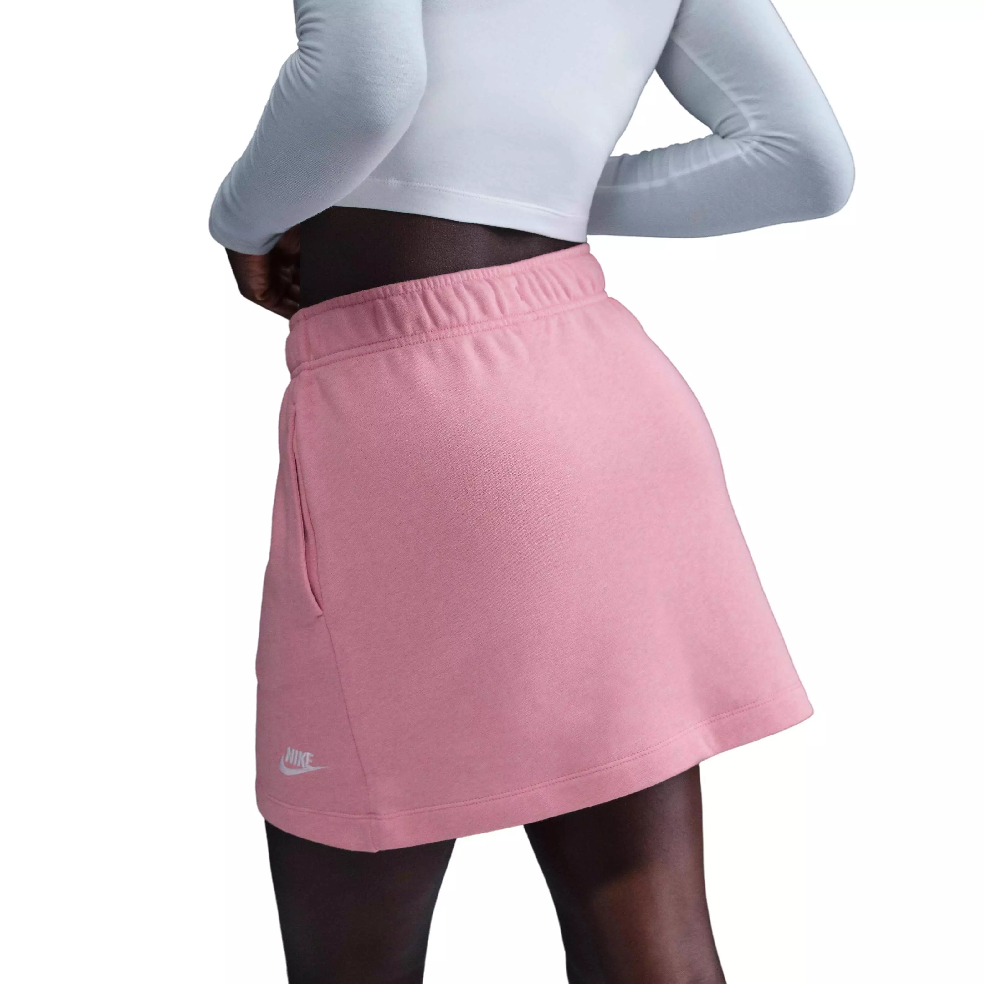 Nike Women's Sportswear Club Fleece Mid-Rise Skirt-Pink - PINK