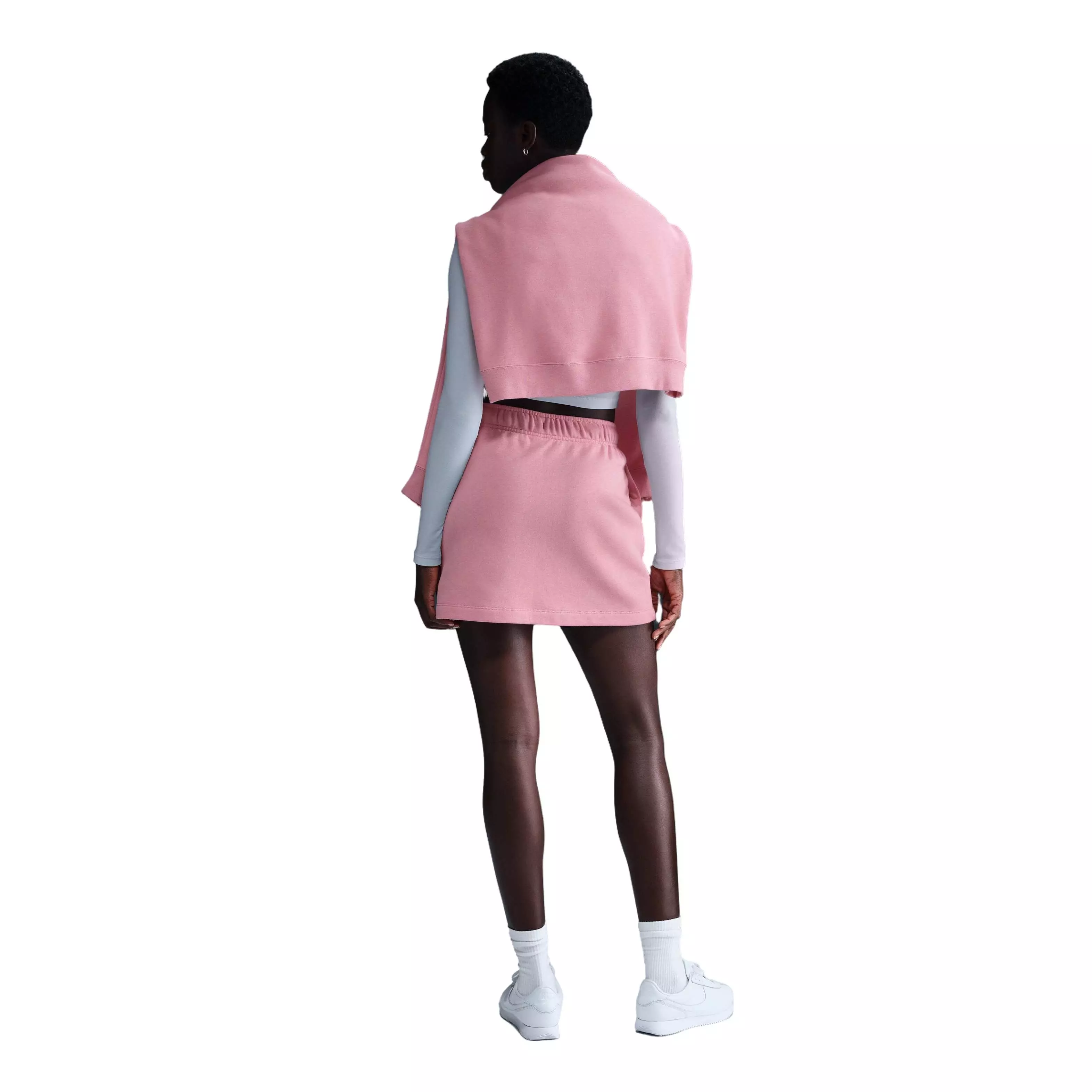 Nike Women's Sportswear Club Fleece Mid-Rise Skirt-Pink - PINK