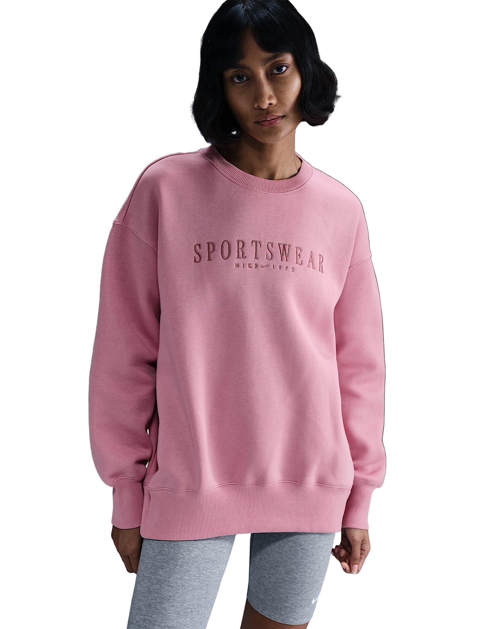 Nike Women's Sportswear Phoenix Fleece Oversized Crewneck Sweatshirt - Pink - PINK Thumbnail View 1