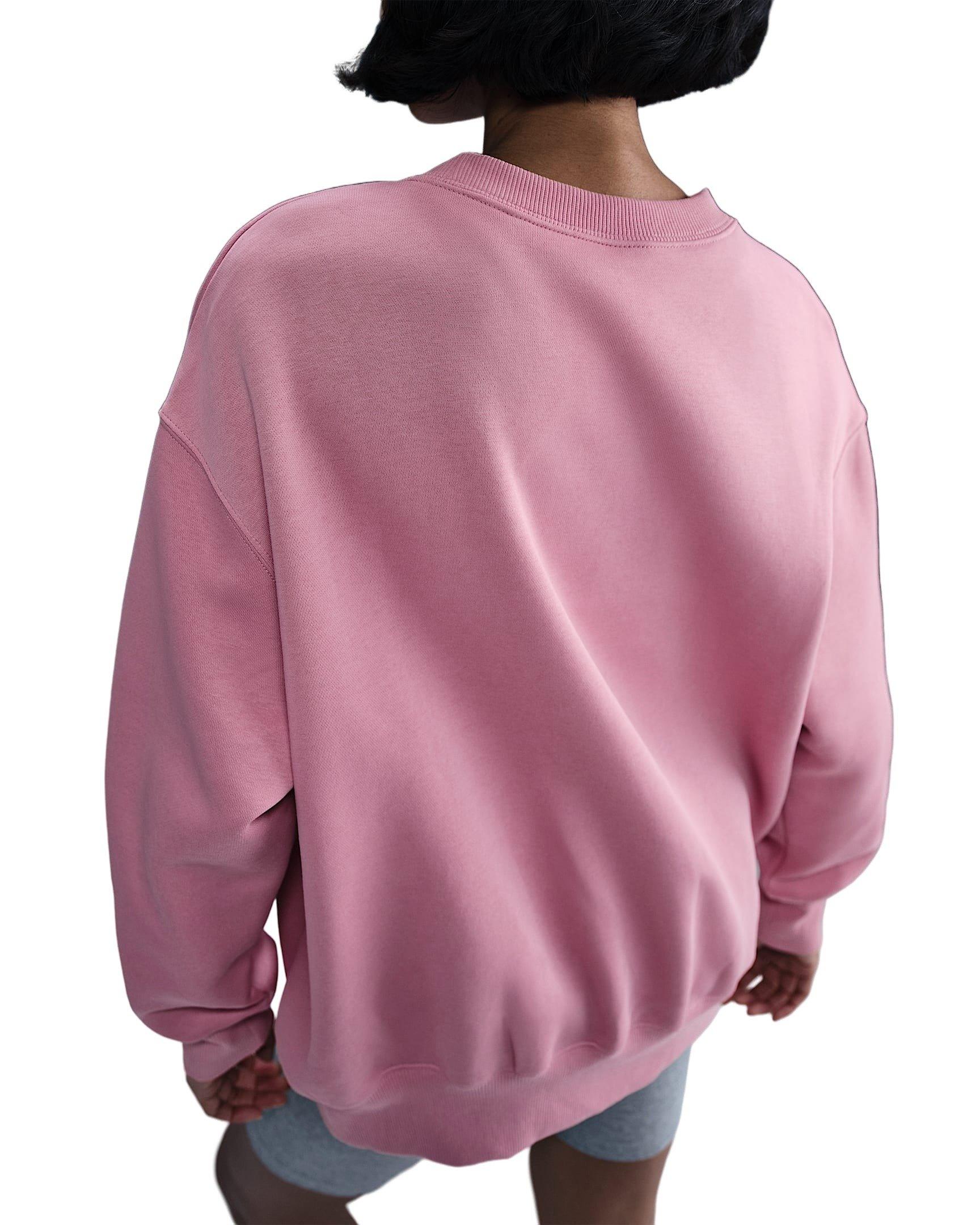 Nike Women's Sportswear Phoenix Fleece Oversized Crewneck Sweatshirt - Pink - PINK Thumbnail View 2