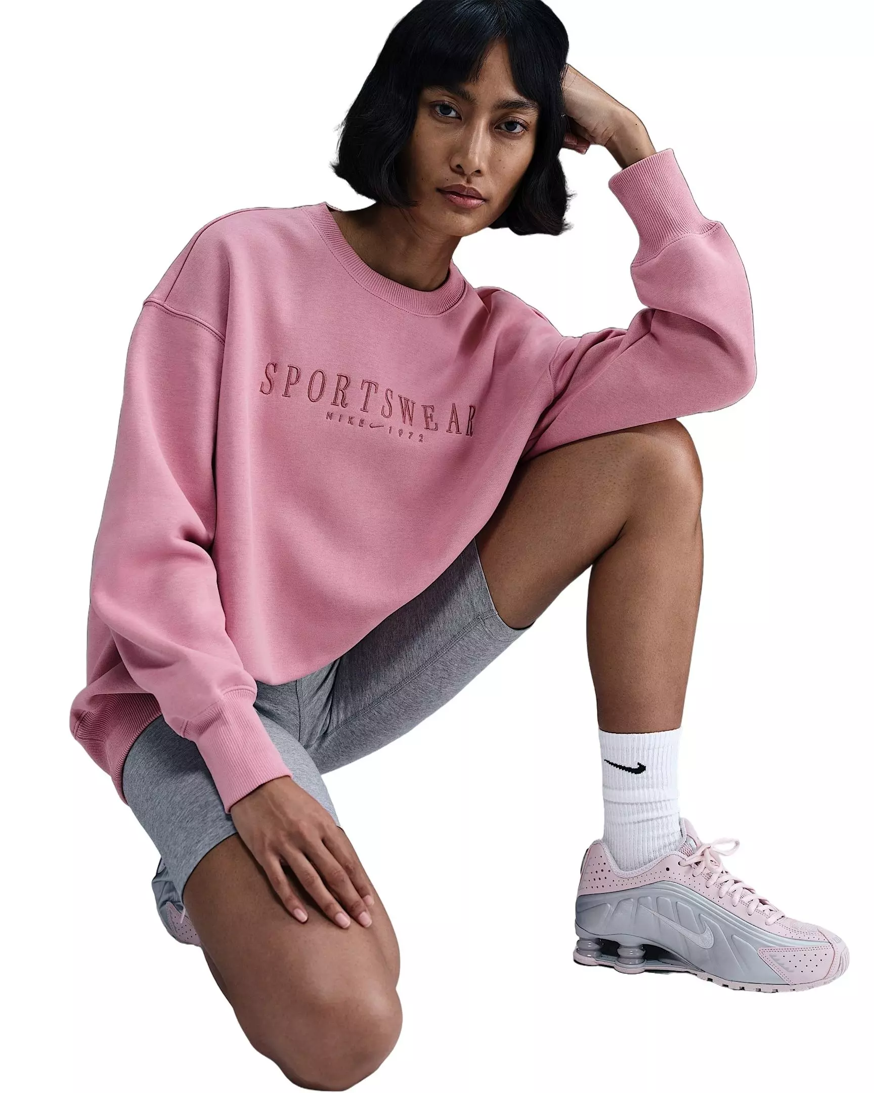 Nike Women's Sportswear Phoenix Fleece Oversized Crewneck Sweatshirt - Pink - PINK