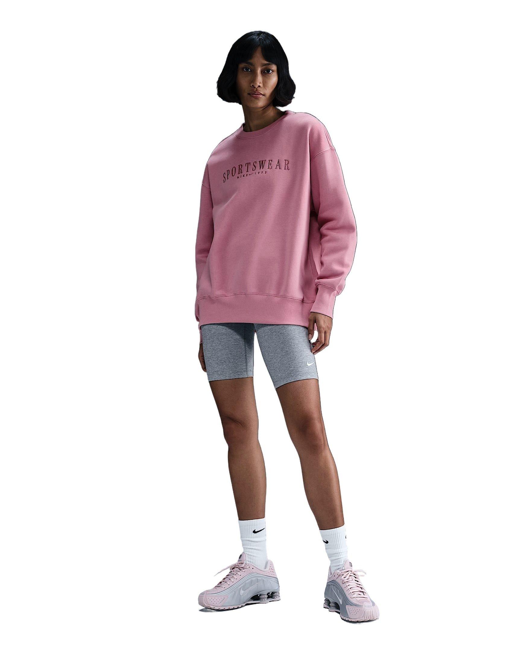 Nike Women's Sportswear Phoenix Fleece Oversized Crewneck Sweatshirt - Pink - PINK Thumbnail View 4