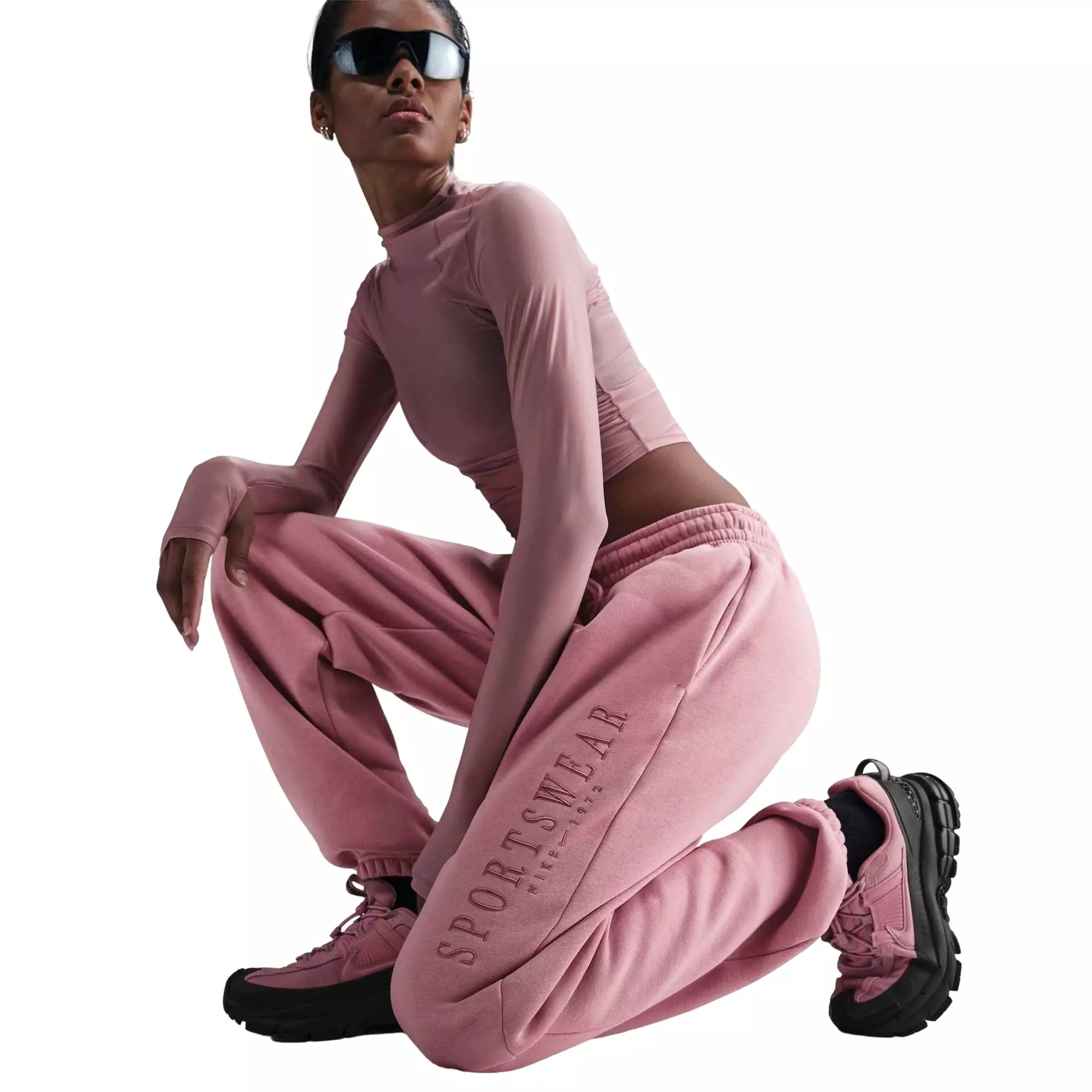 Nike Women's Sportswear Phoenix Fleece High-Waisted Oversized Sweatpants - Pink - PINK