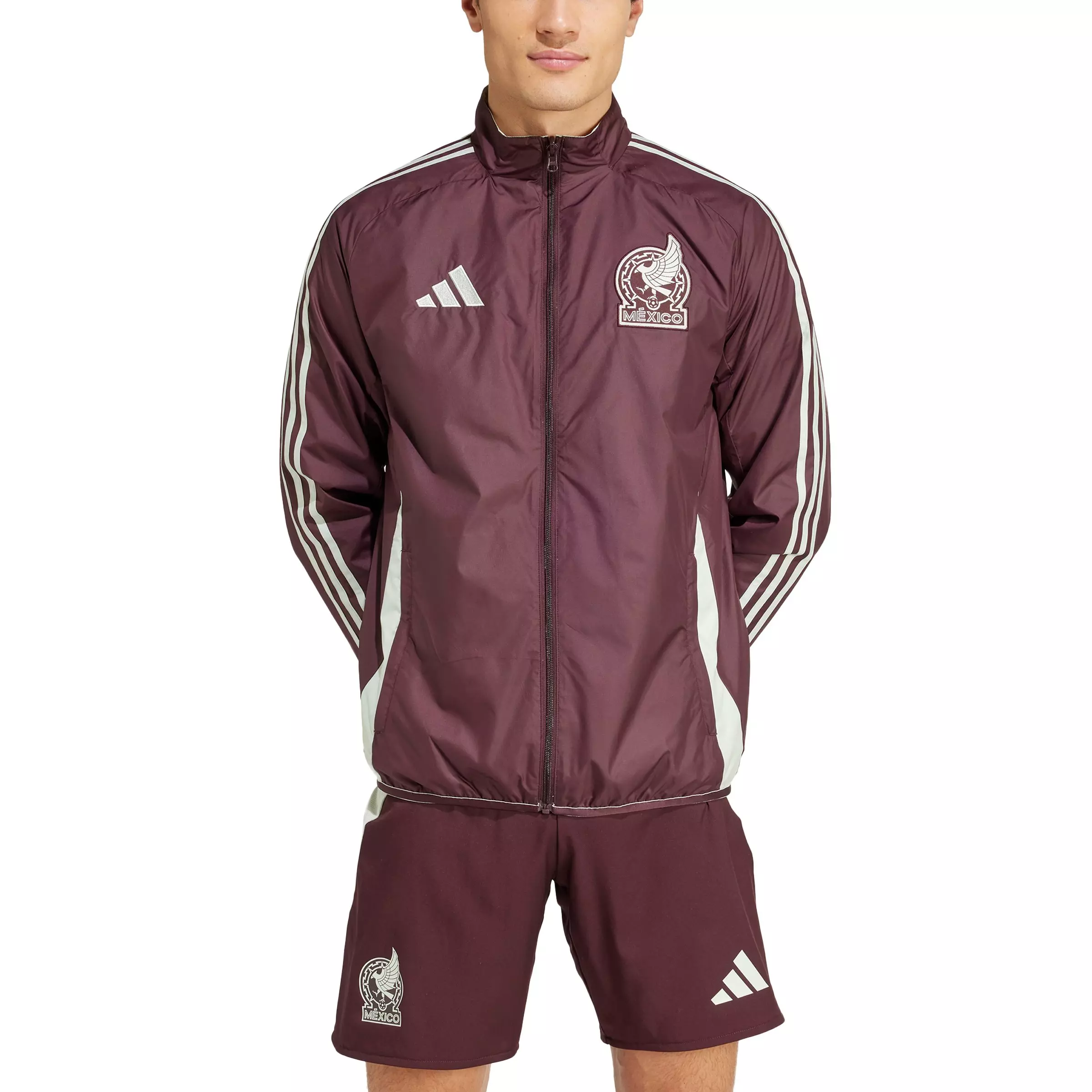 adidas Men's Mexico Anthem Reversible Jacket - Burgundy/Green - BURGUNDY/GREEN