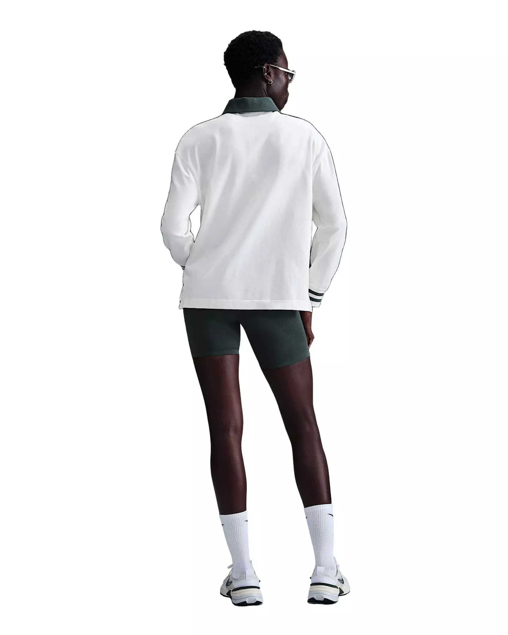 Nike Women's Sportswear Essential Oversized Long-Sleeve Polo - White - WHITE