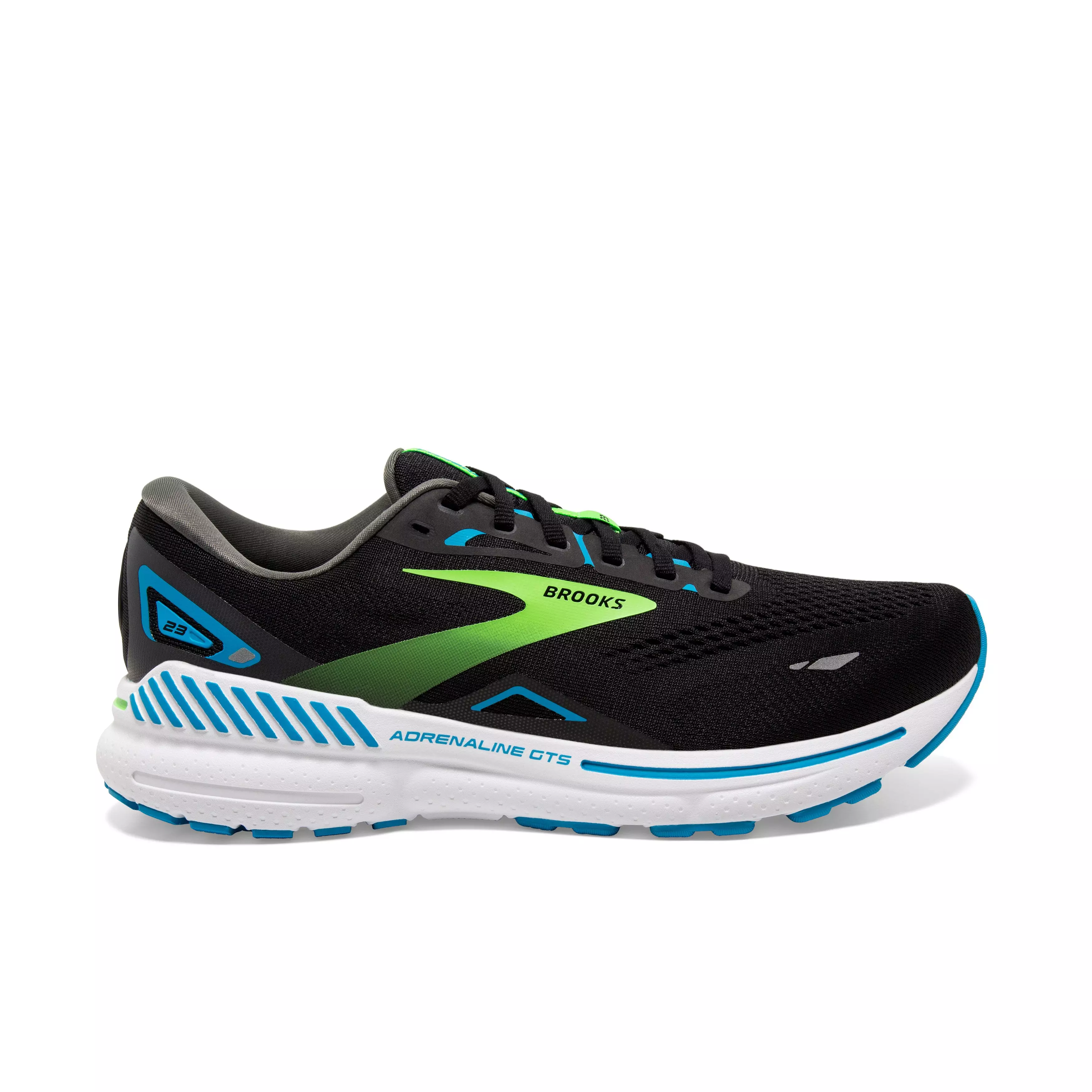 Brooks Adrenaline GTS 23 "Black/Hawaiian Ocean/Green" Men's Wide Running Shoe - BLACK/OCEAN/GREEN
