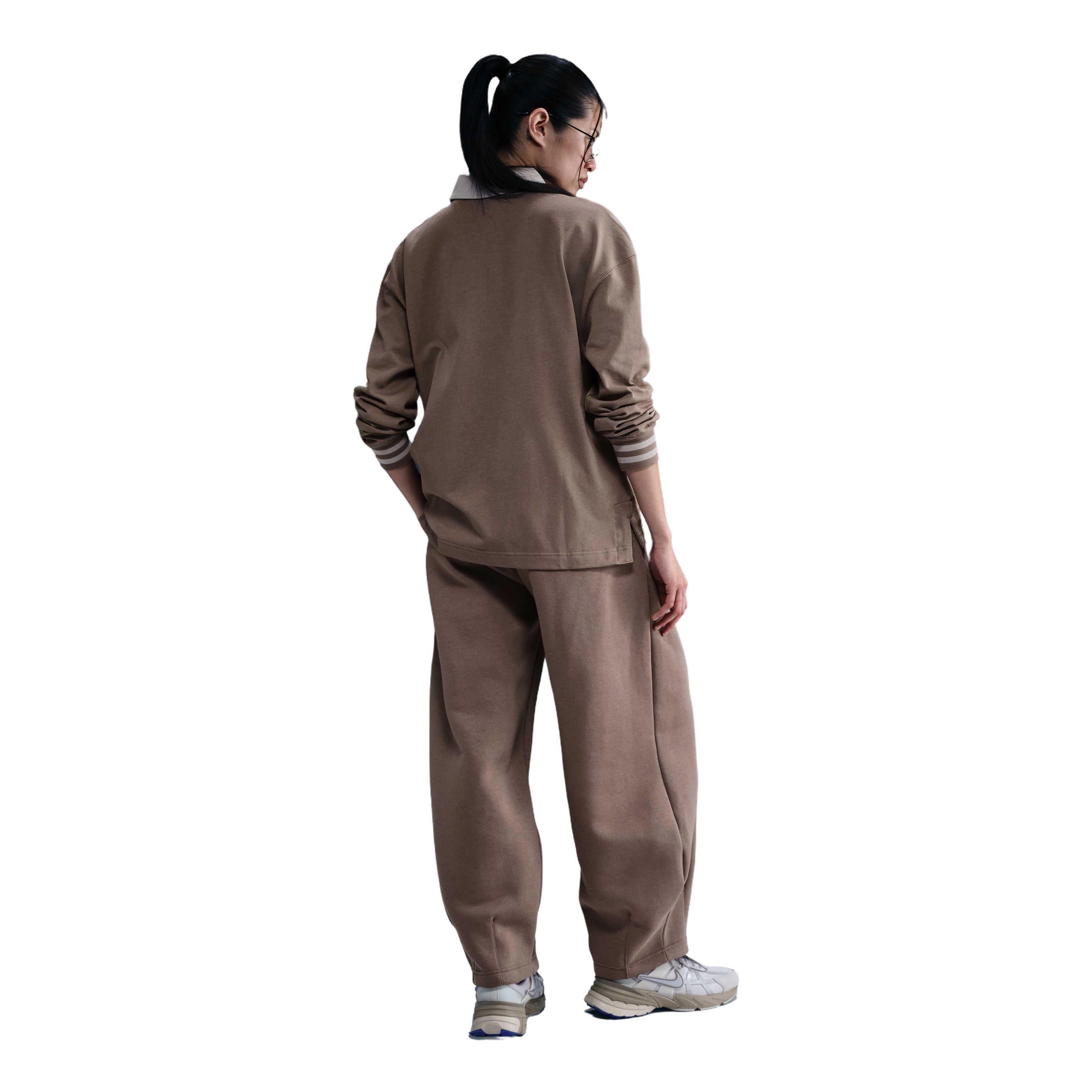 Nike Women's Sportswear Essential Oversized Long-Sleeve Polo - Brown - BROWN Thumbnail View 5