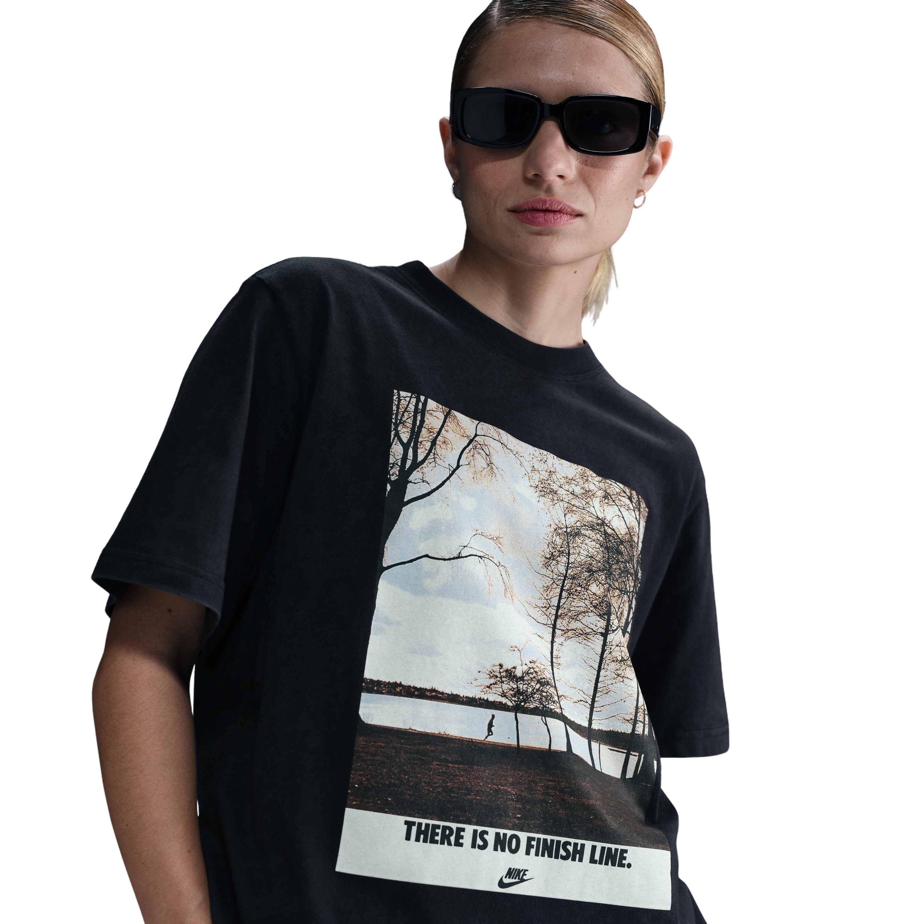 Nike Women's Sportswear Short-Sleeve Run Photo Graphic T-Shirt -Black - BLACK Thumbnail View 1