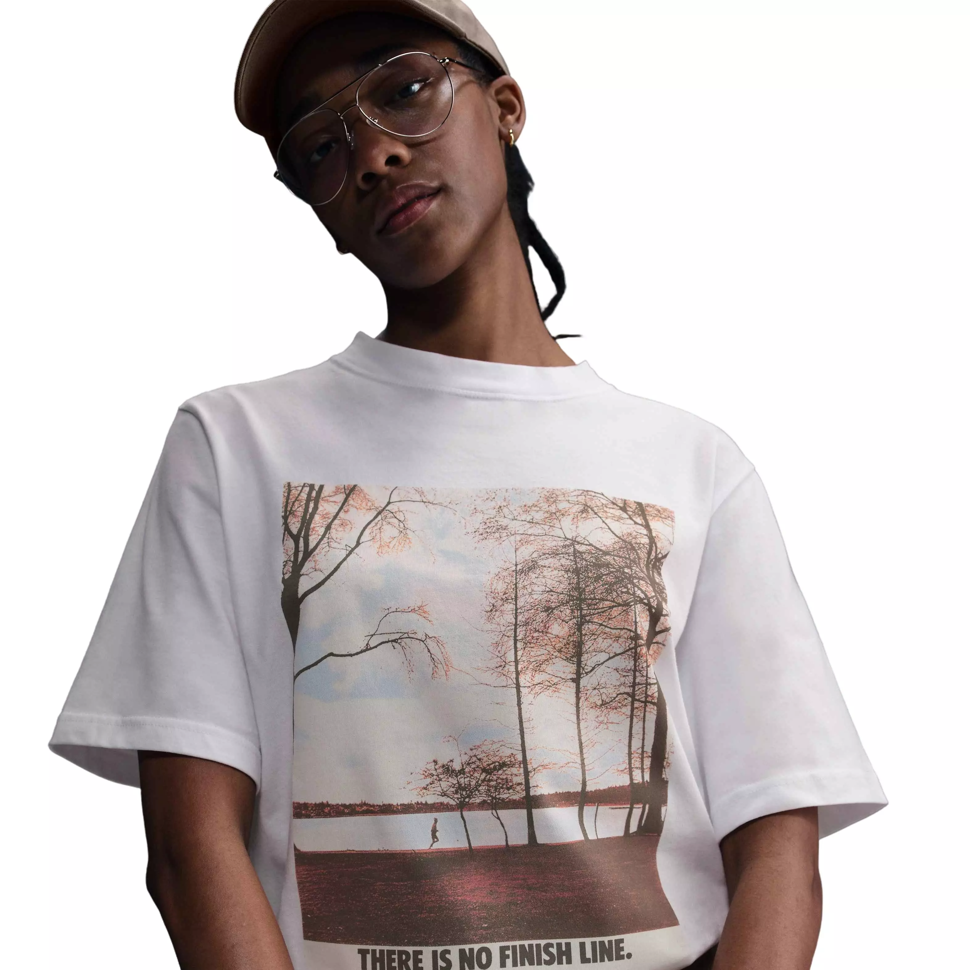 Nike Women's Sportswear Short-Sleeve Graphic Run Photo T-Shirt -White - WHITE