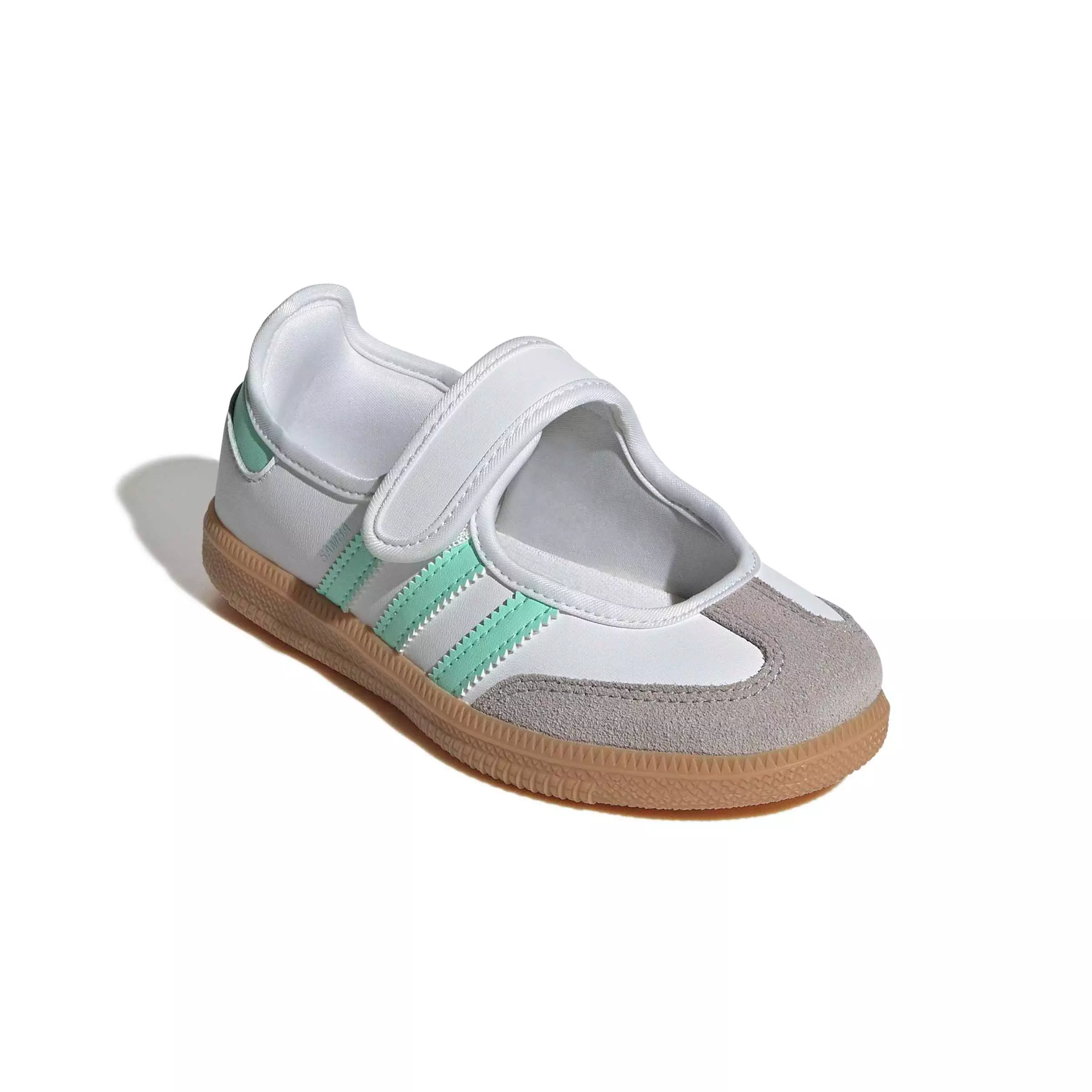 adidas Originals Samba Jane "Ftwr White/Easy Green/Gum 3" Preschool Girls' Shoe - WHITE/GREEN/GUM