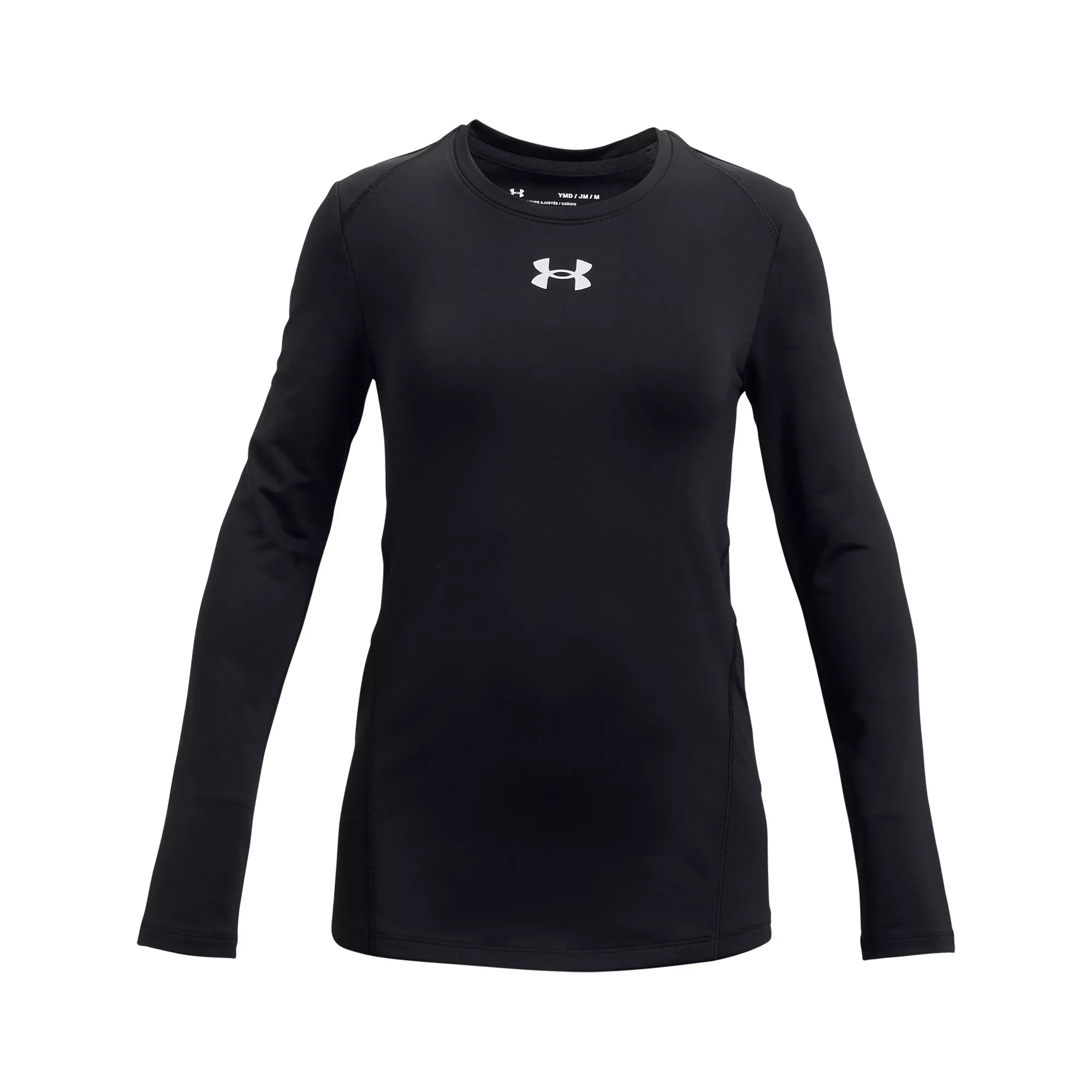 Under Armour Big Girls' ColdGear® Long Sleeve Crew - BLACK/WHITE