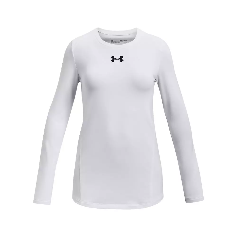 Under Armour Big Girls' ColdGear® Long Sleeve Crew - WHITE/BLACK