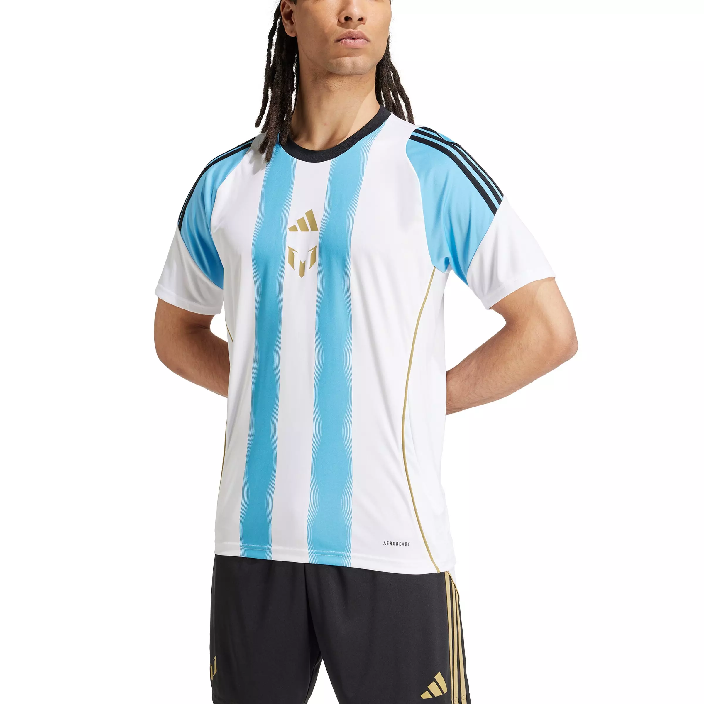 adidas Men's Messi Training Jersey - White/Blue - WHITE/BLUE