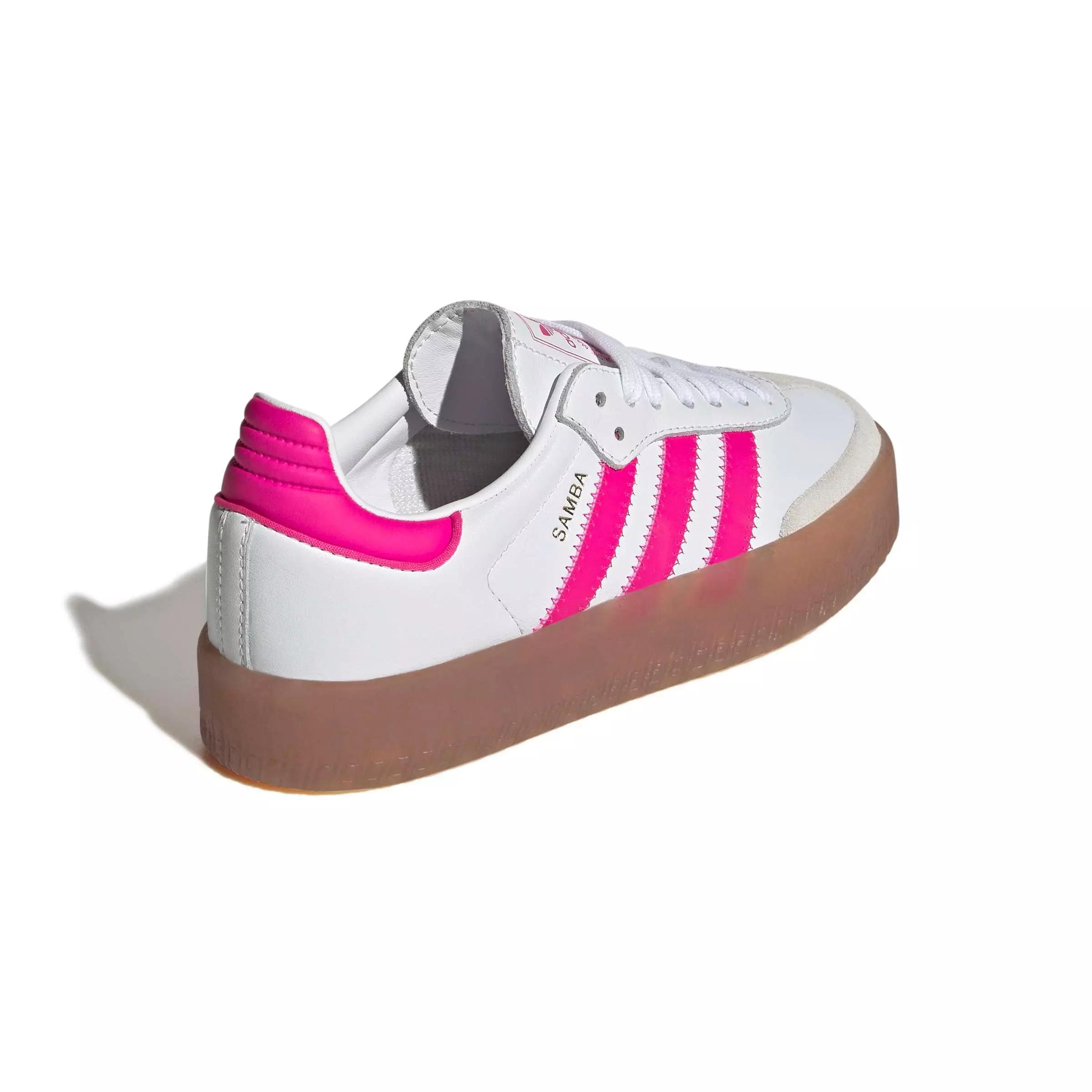 adidas Originals Sambae "Ftwr White/Shock Pink/Gold Metallic" Grade School Girls' Shoe - WHITE/PINK/GOLD