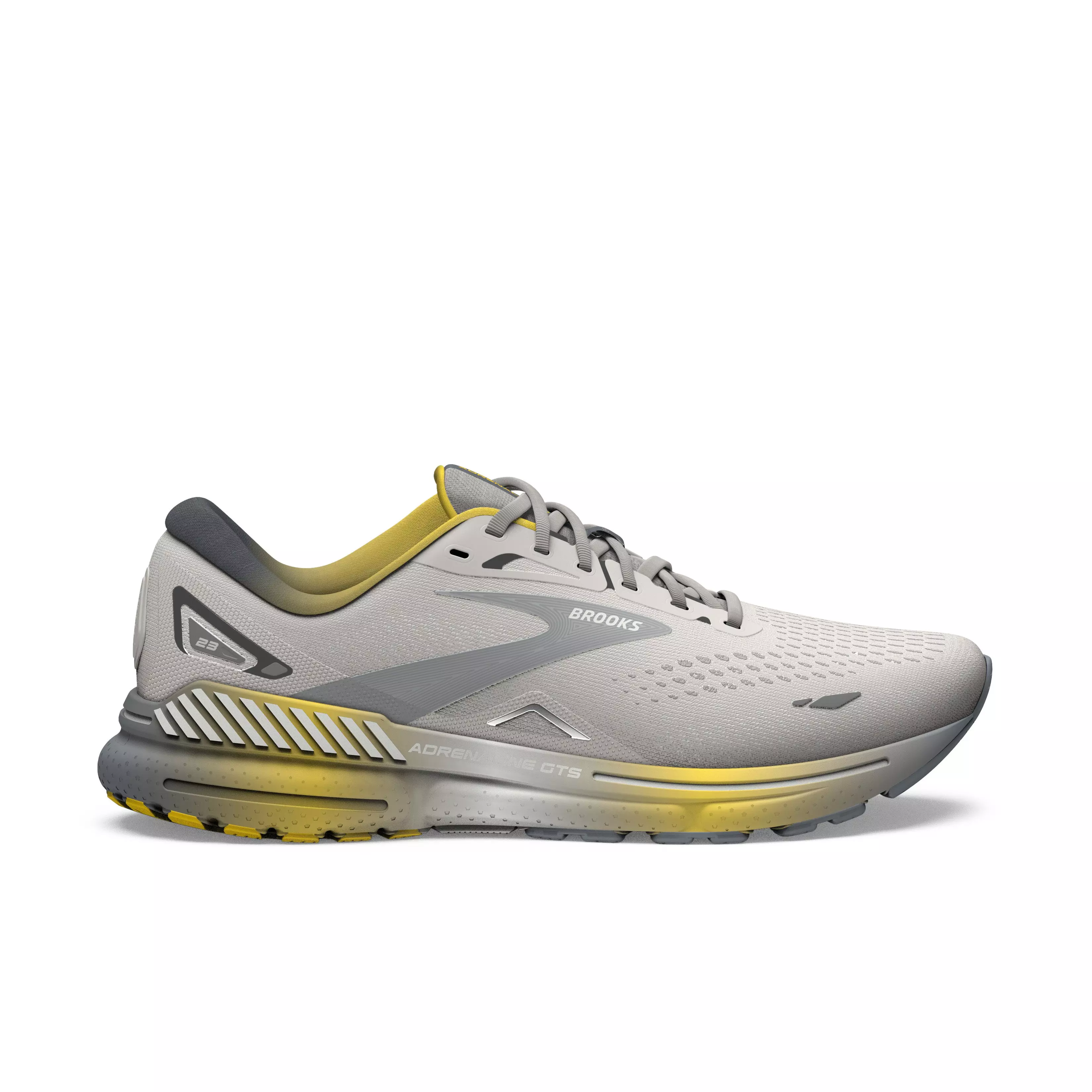Brooks Adrenaline GTS 23 "White/Grey/Yellow" Men's Running Shoe - WHITE/GREY/YELLOW