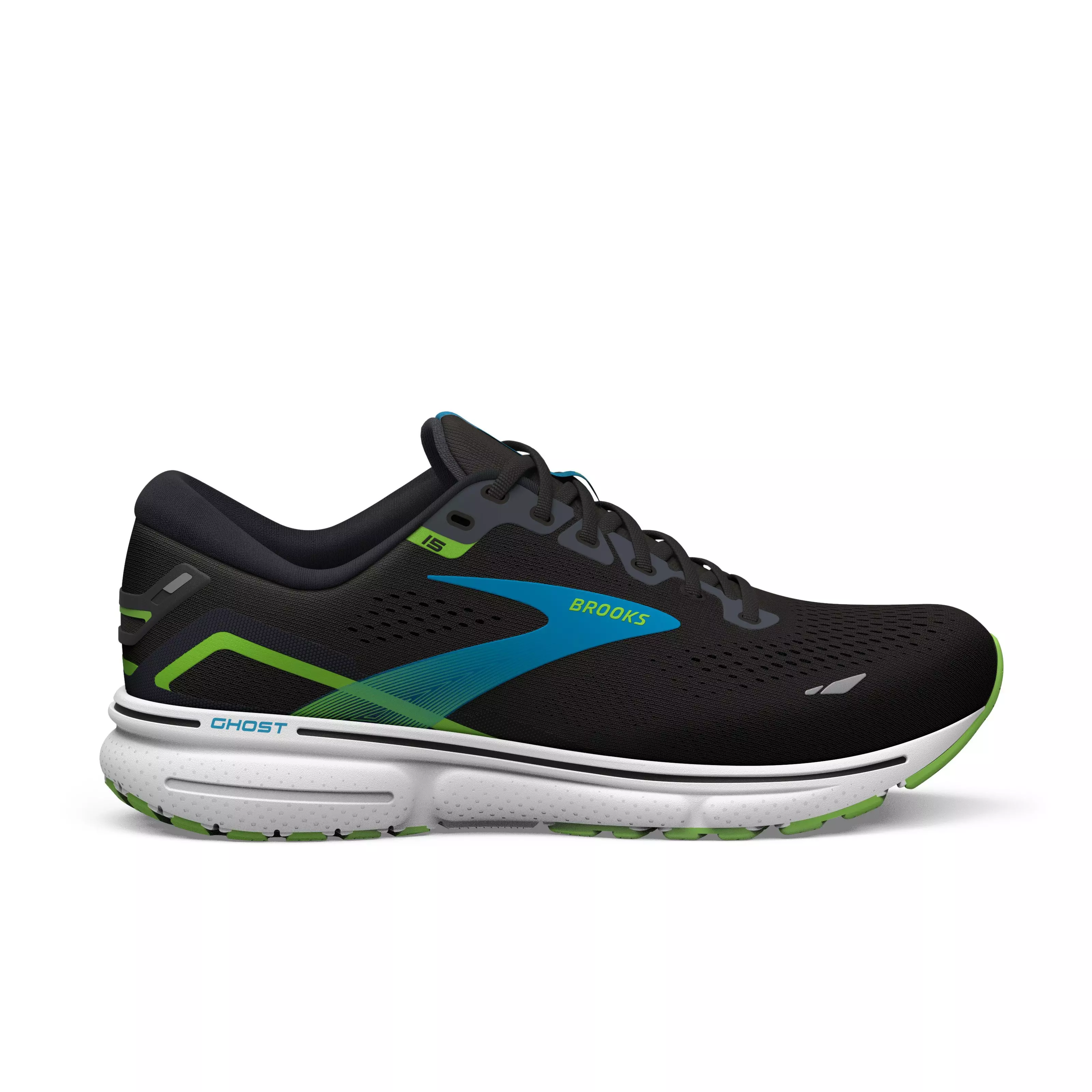Brooks Ghost 15 "Black/Blue/Green" Men's Running Shoe - BLACK/BLUE/GREEN