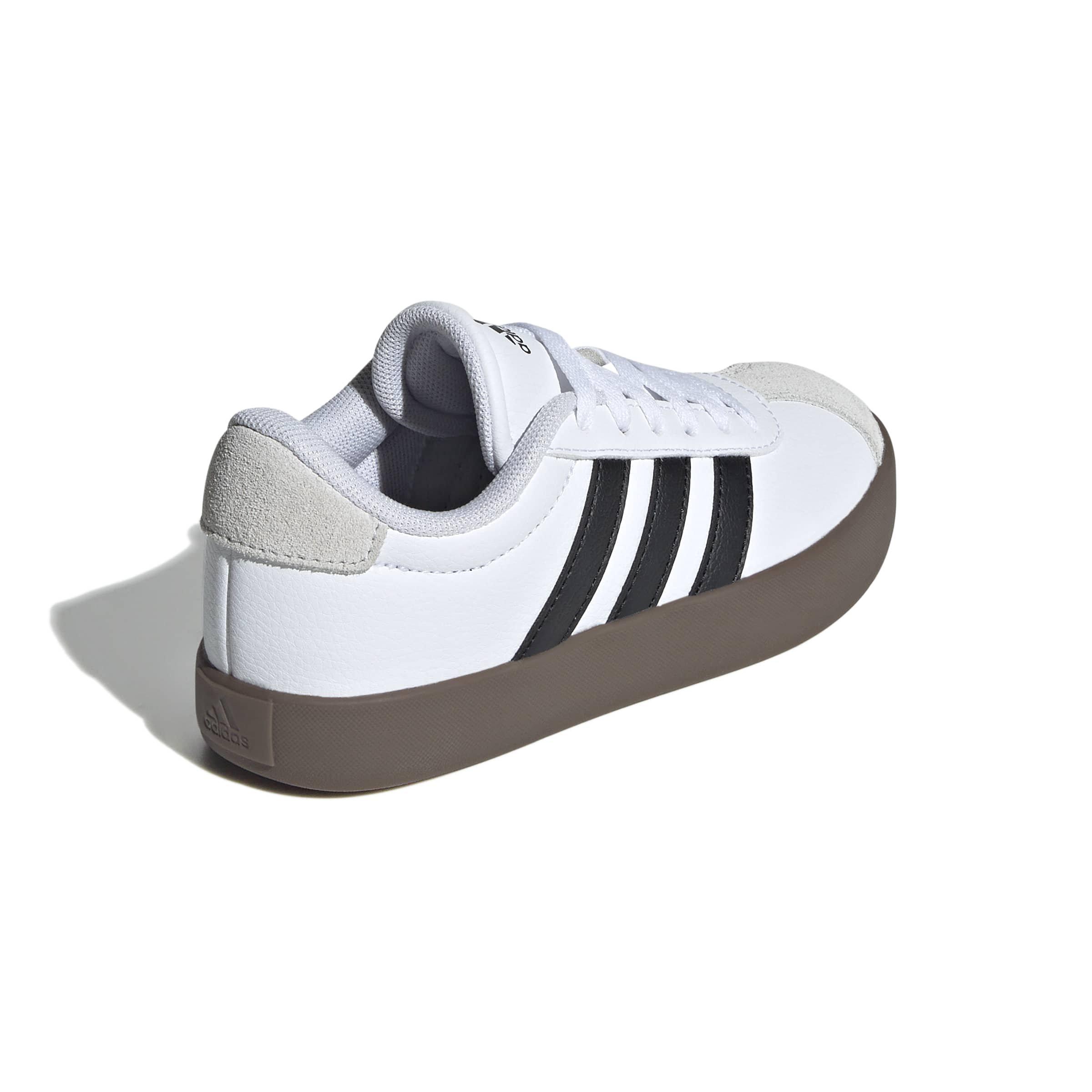 adidas VL Court 3.0 "Ftwr White/Core Black/Grey One" Grade School Boys' Shoe - WHITE/BLACK/GREY Thumbnail View 4