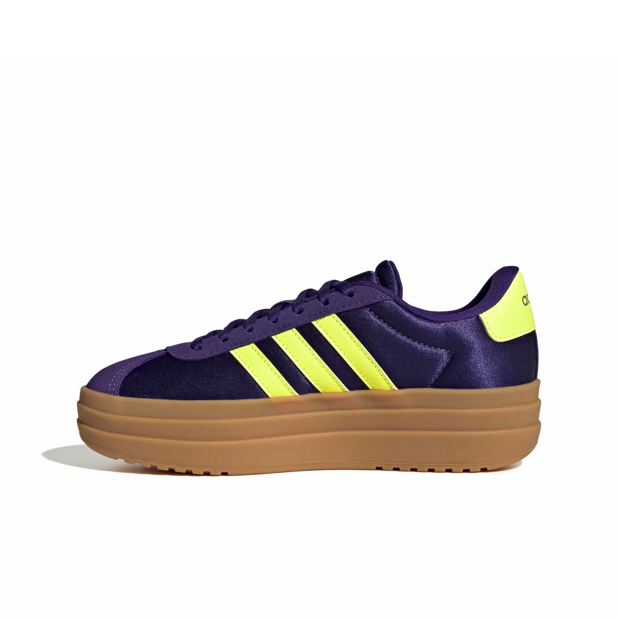 adidas VL Court Bold Grade School Girls' "Collegiate Purple/Hi-Res Yellow/Silver Metallic" Shoe