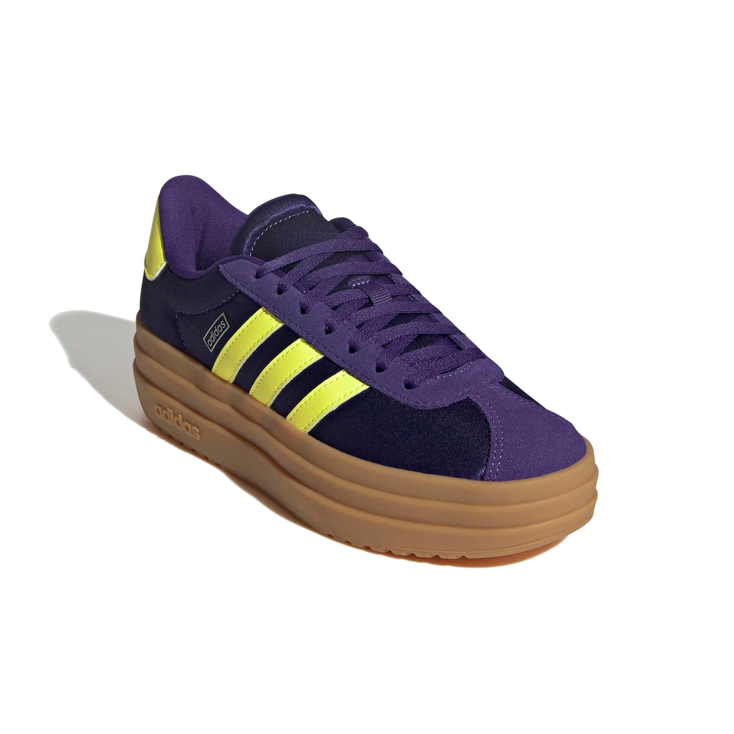 adidas VL Court Bold Grade School Girls' "Collegiate Purple/Hi-Res Yellow/Silver Metallic" Shoe