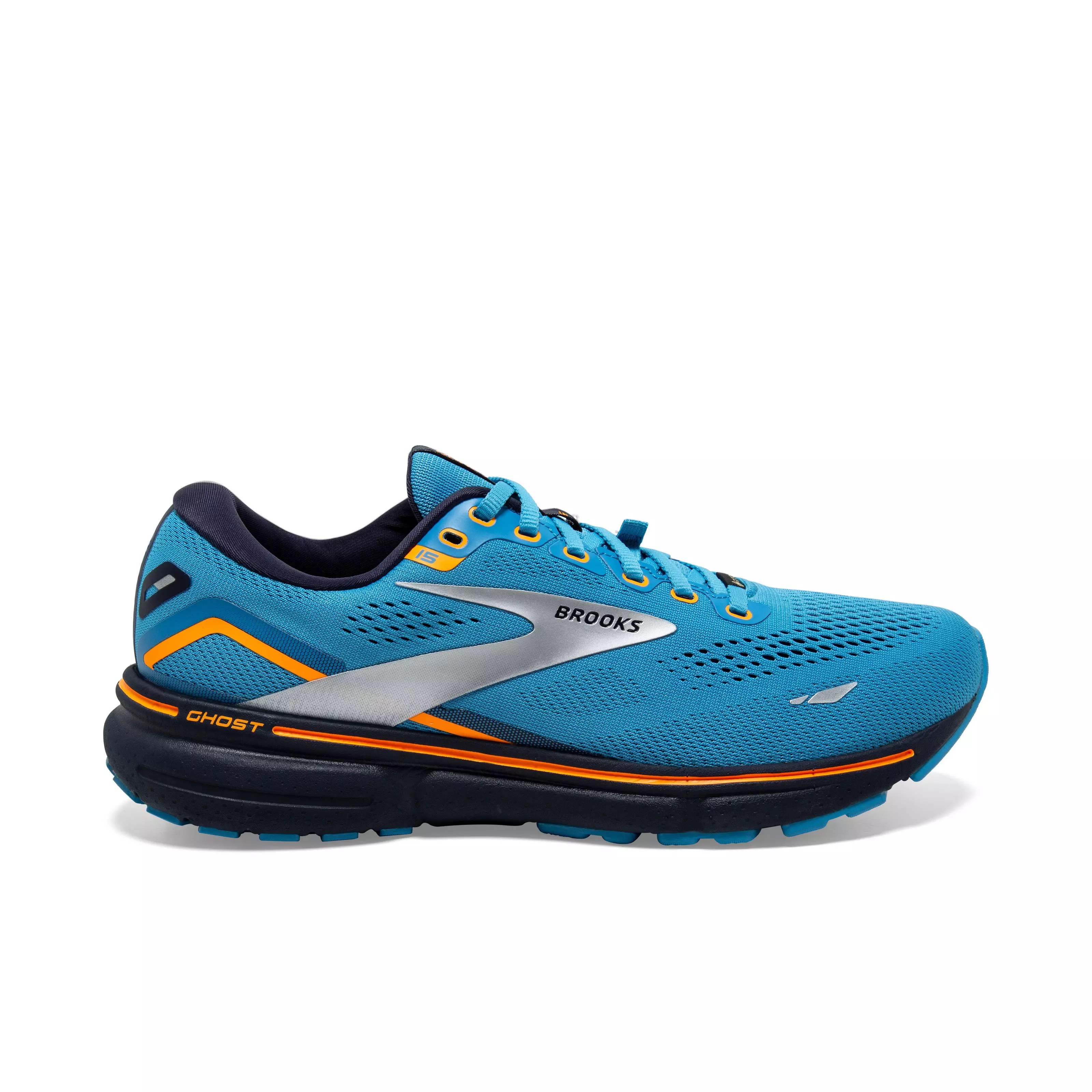 Brooks Ghost 15 GTX "Blue/Peacoat/Orange" Men's Running Shoe - BLUE/PEACOAT/ORANGE