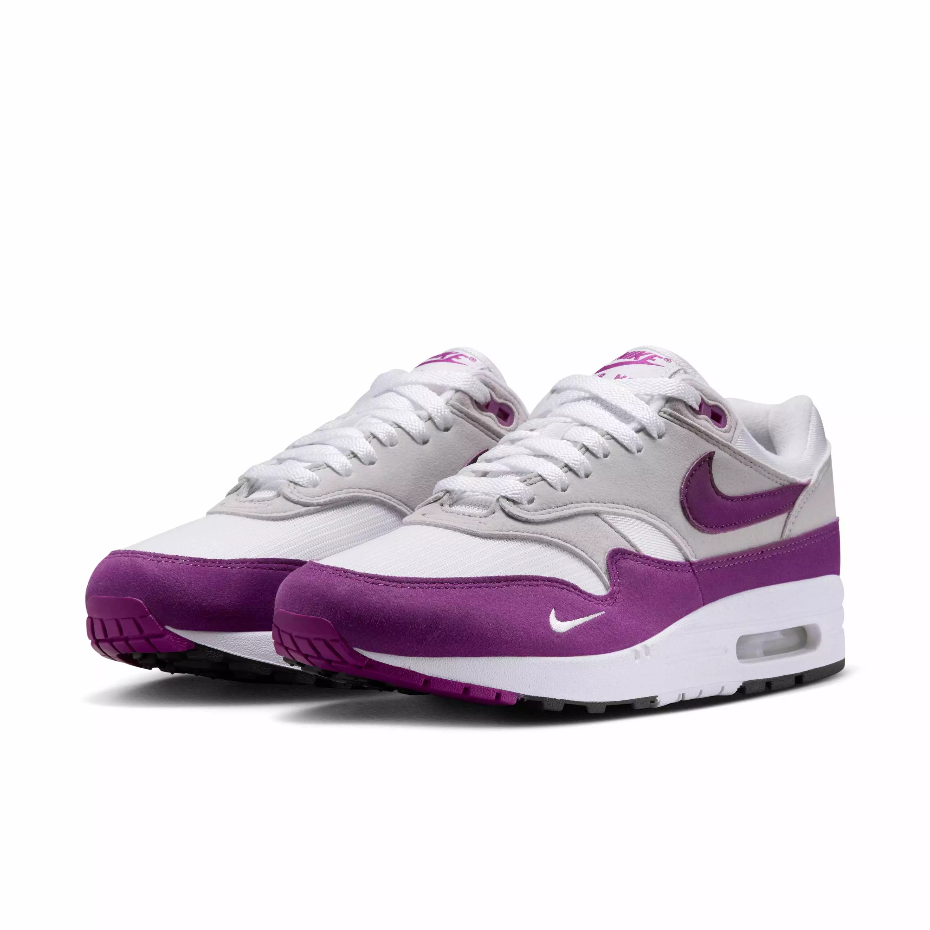Nike Air Max 1 '87 SWSH "White/Neutral Grey/Black/Bold Berry" Women's Shoe - WHITE/GREY/BLACK/BERRY