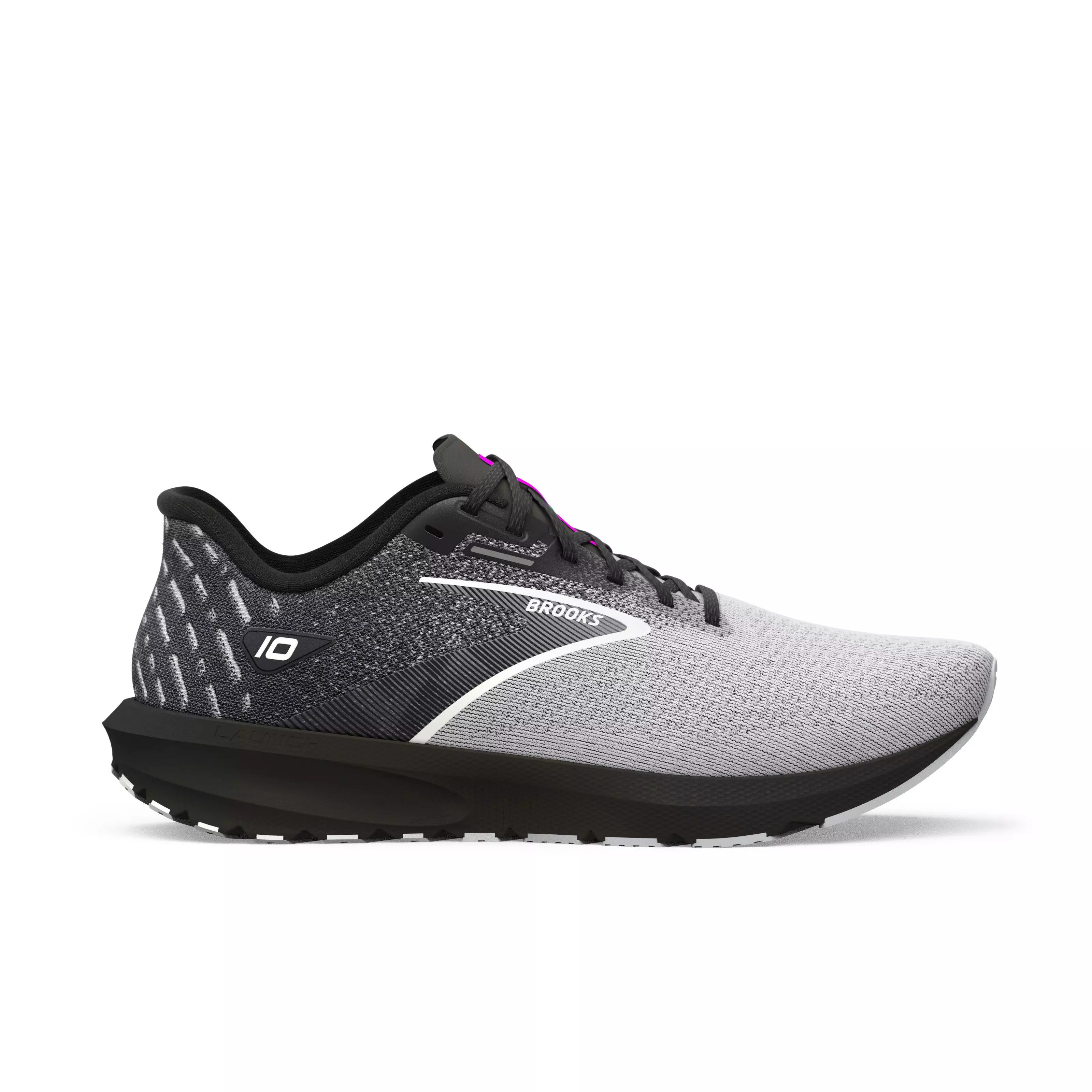 Brooks Launch 10 "Black/Blackened Pearl/White" Men's Wide Running Shoe - BLACK/BLACKENED PEARL/WHITE