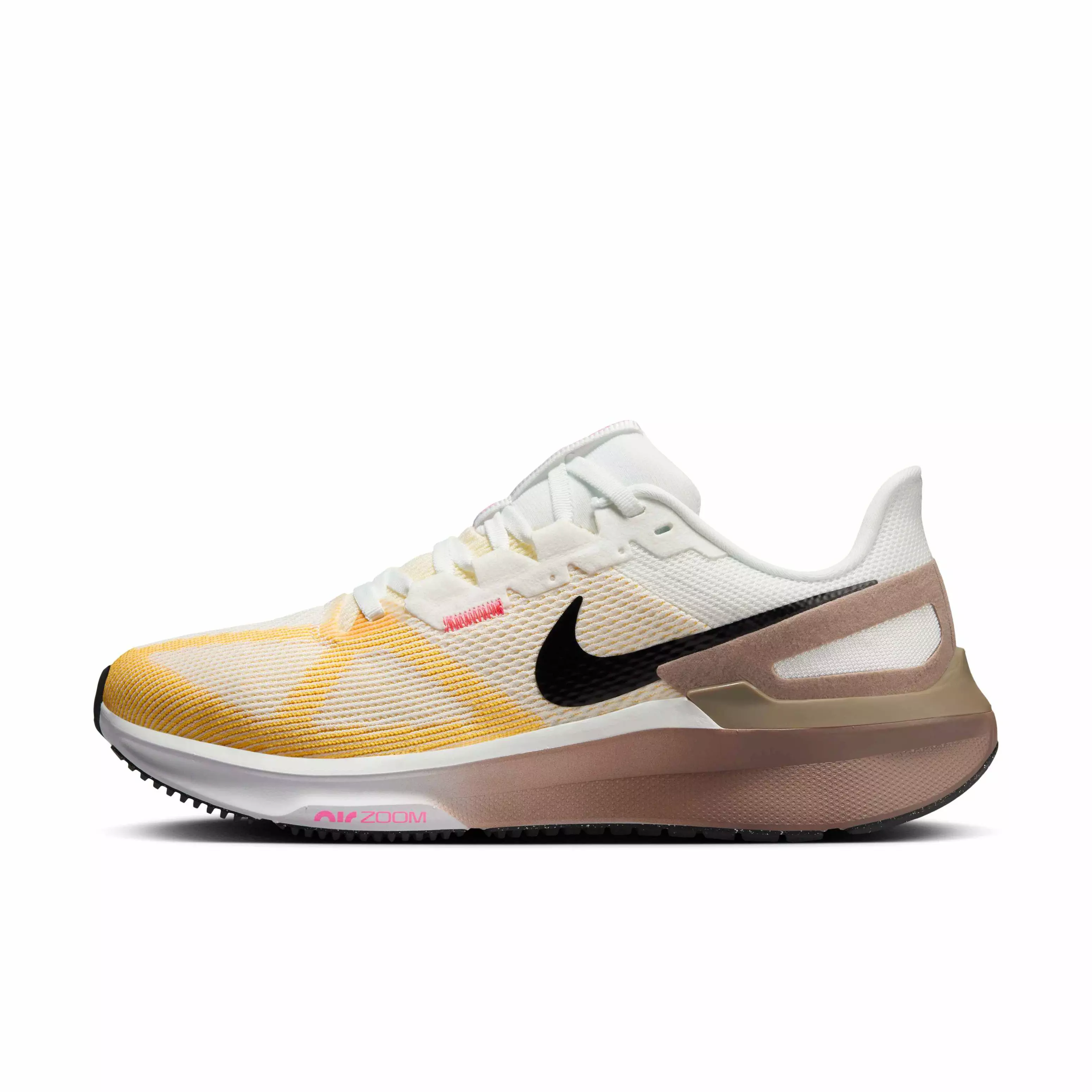 Nike Structure 25 "Summit White/Mink Brown/Varsity Maize/Black" Women's Running Shoe - WHITE/BROWN/MAIZE/BLACK
