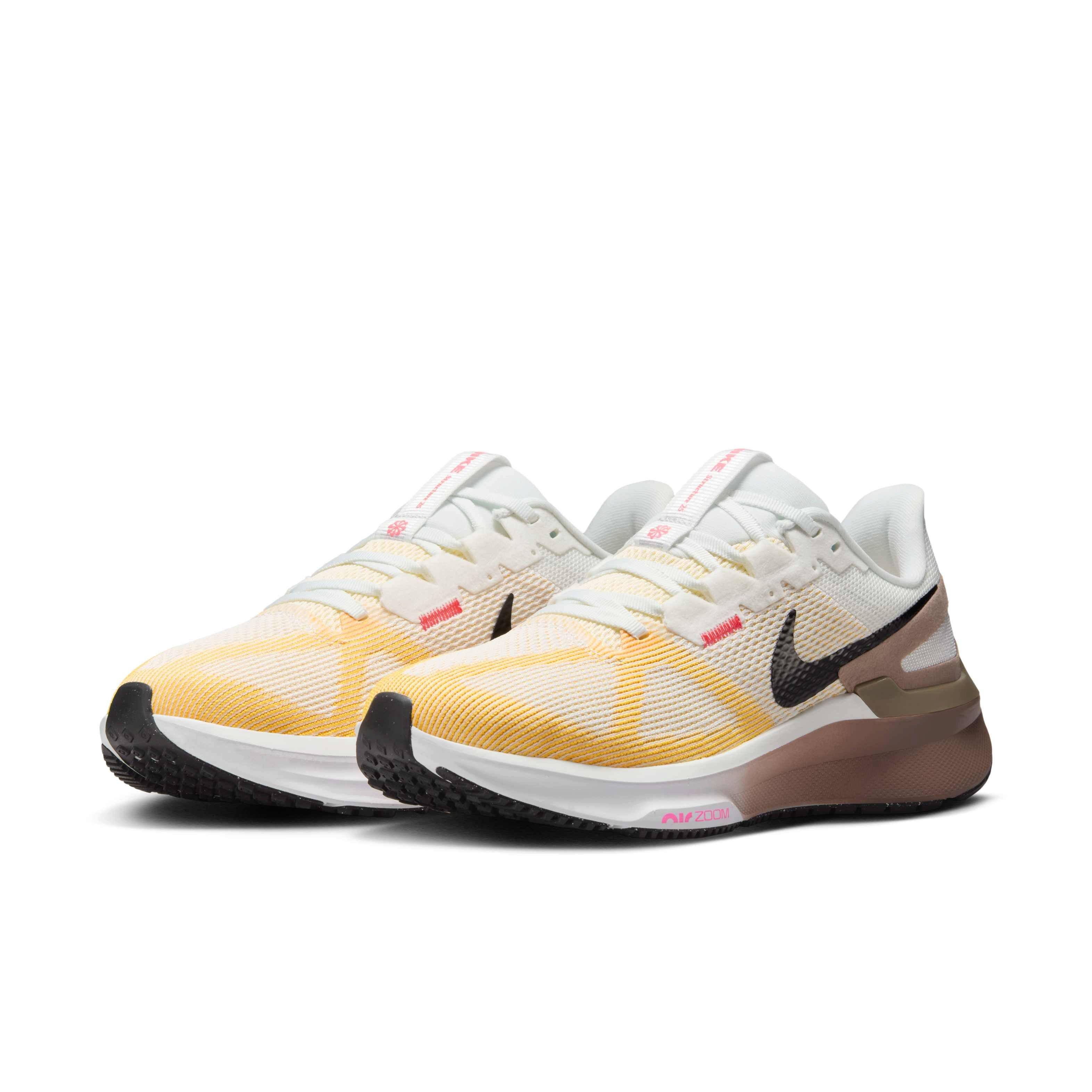 Nike Structure 25 "Summit White/Mink Brown/Varsity Maize/Black" Women's Running Shoe - WHITE/BROWN/MAIZE/BLACK Thumbnail View 3