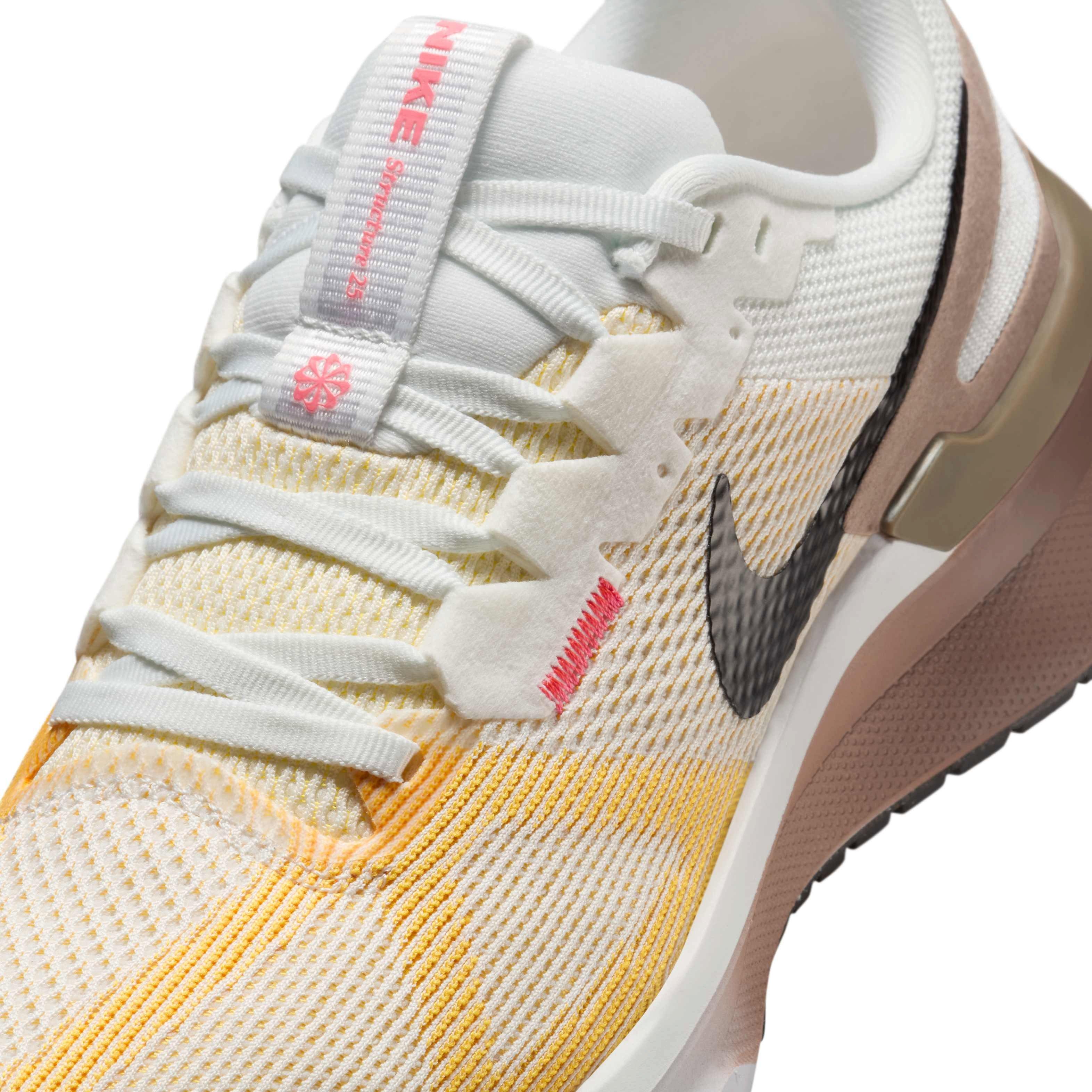 Nike Structure 25 "Summit White/Mink Brown/Varsity Maize/Black" Women's Running Shoe - WHITE/BROWN/MAIZE/BLACK Thumbnail View 7