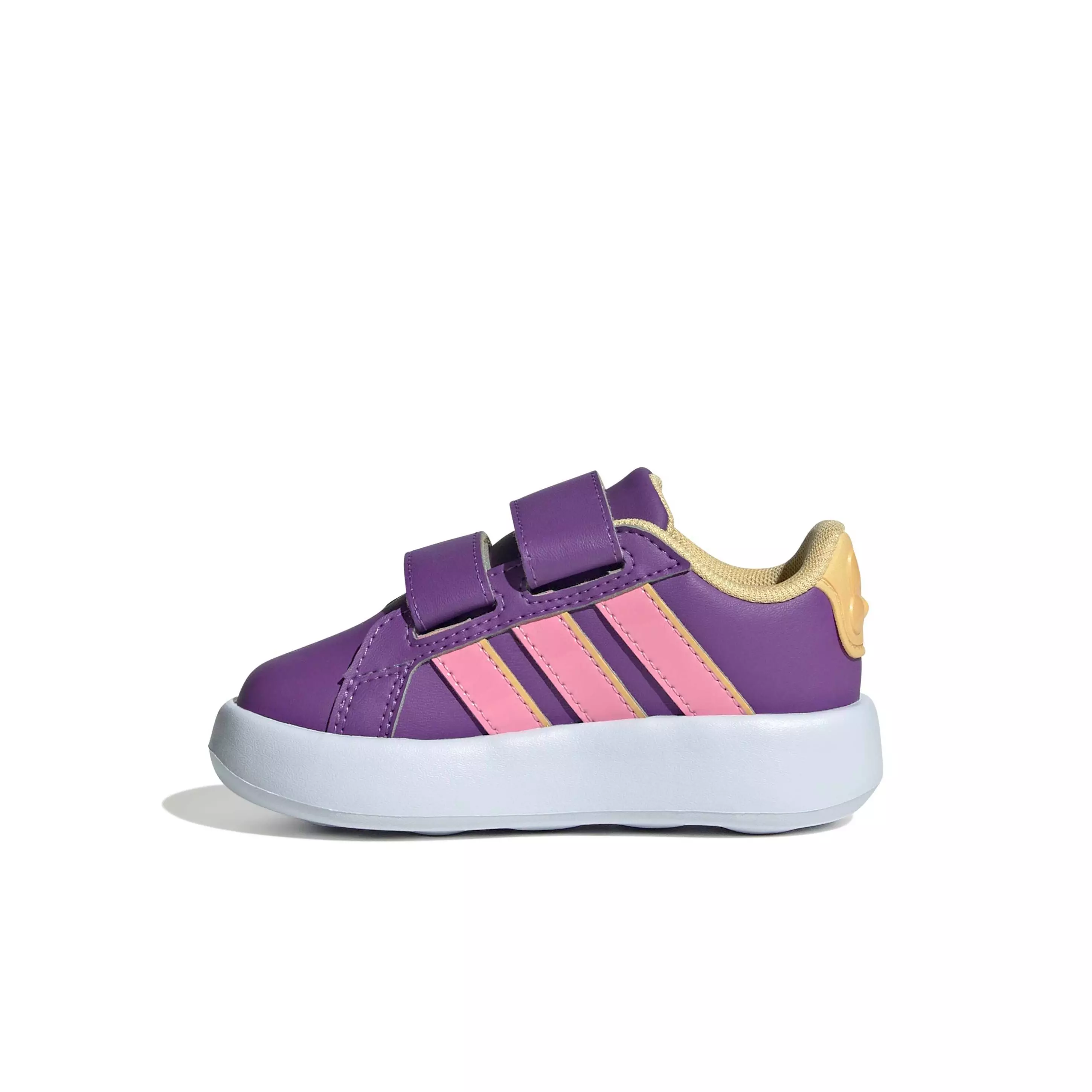 adidas Disney Minnie Mouse Grand Court "Active Purple/Semi Ice Tangerine/White" Infant Girls' Shoe - PURPLE/TANGERINE/WHITE