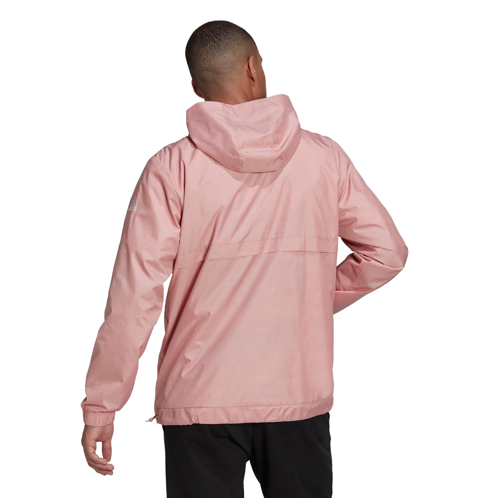adidas Men's Essentials Brand Love Woven Half Zip Windbreaker - Pink - PINK Thumbnail View 2