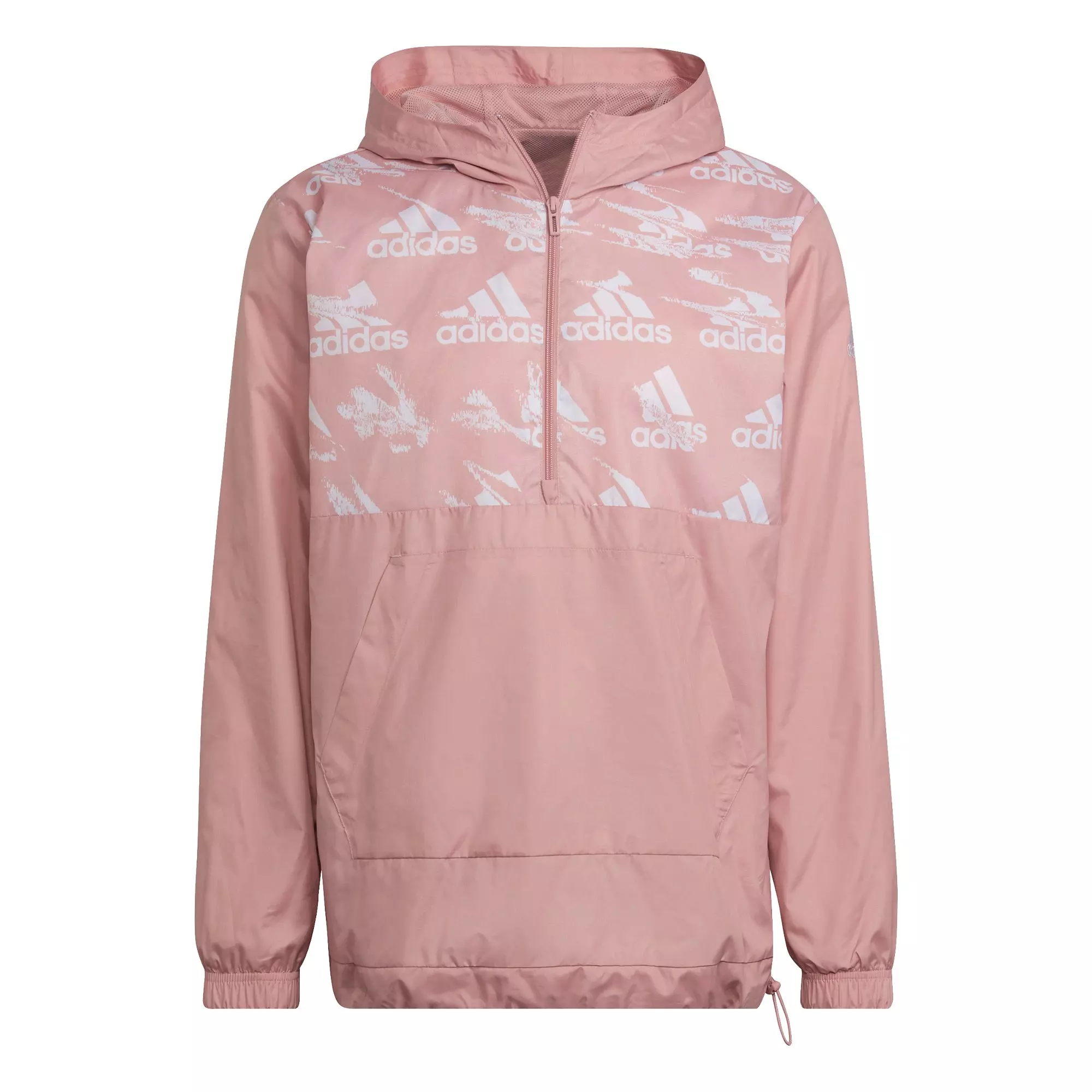 adidas Men's Essentials Brand Love Woven Half Zip Windbreaker - Pink - PINK