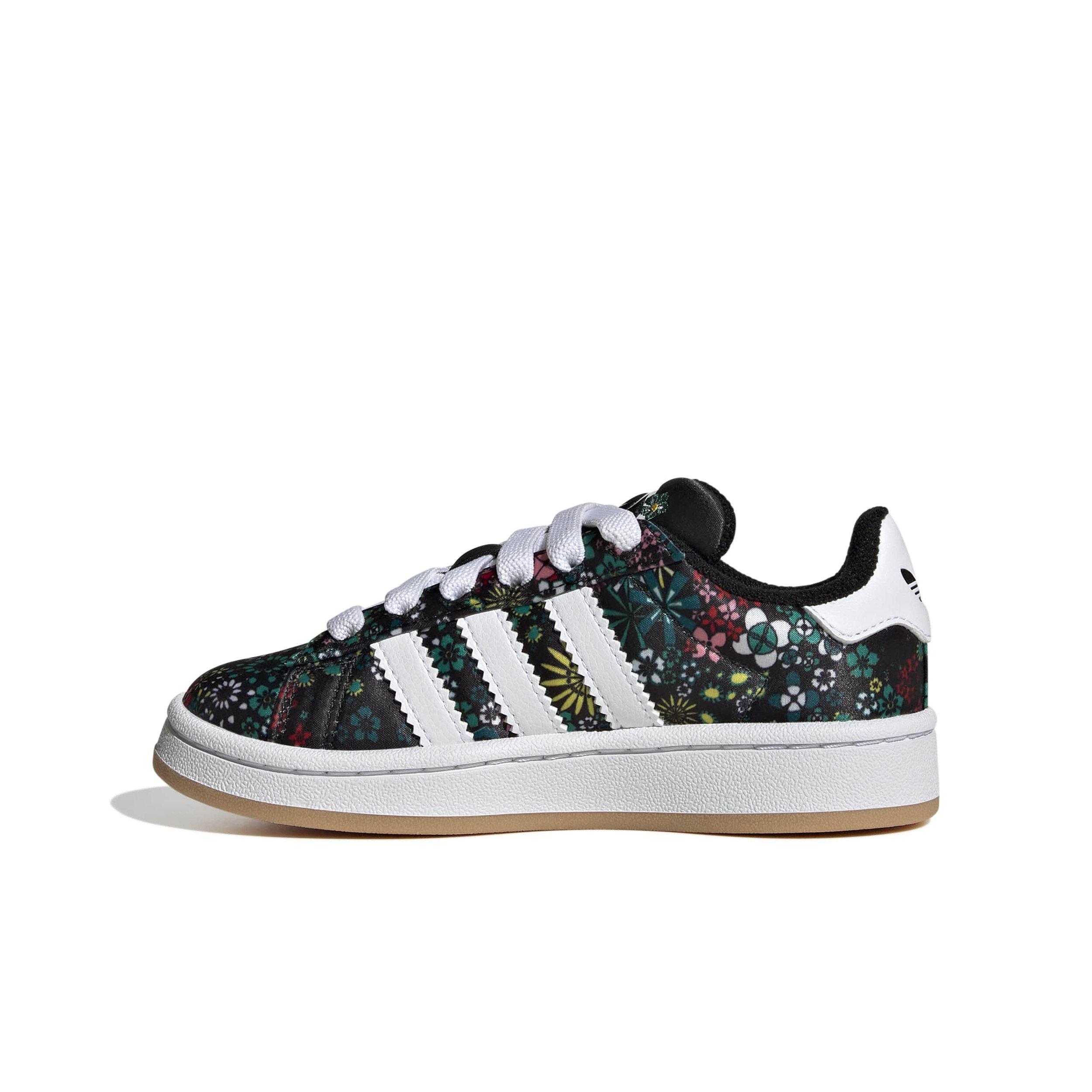 adidas Originals Liberty London Campus 00s CC EL "Core Black/White/Gold" Preschool Girls' Shoe - BLACK/WHITE/GOLD Thumbnail View 2