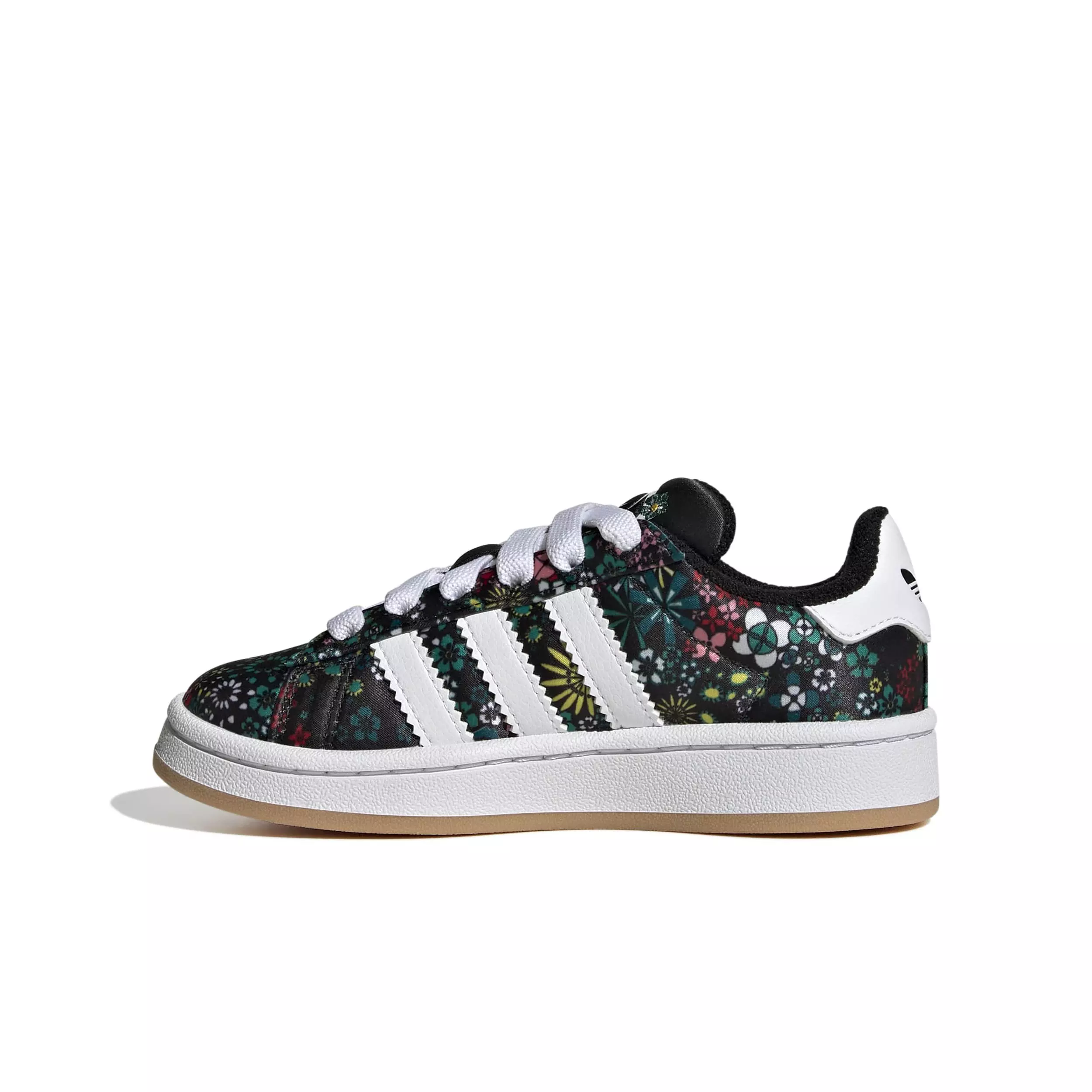 adidas Originals Liberty London Campus 00s CC EL "Core Black/White/Gold" Preschool Girls' Shoe - BLACK/WHITE/GOLD