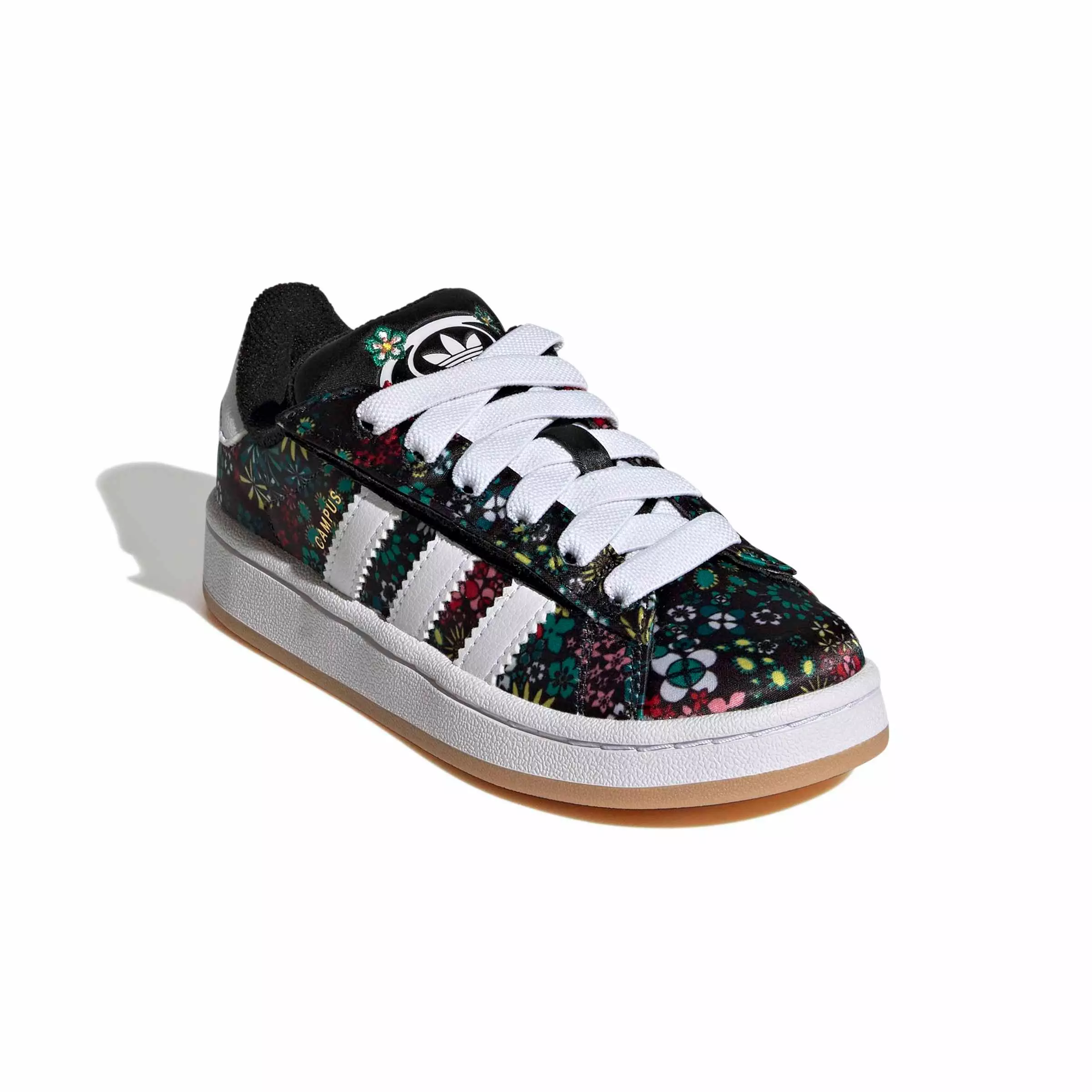 adidas Originals Liberty London Campus 00s CC EL "Core Black/White/Gold" Preschool Girls' Shoe - BLACK/WHITE/GOLD