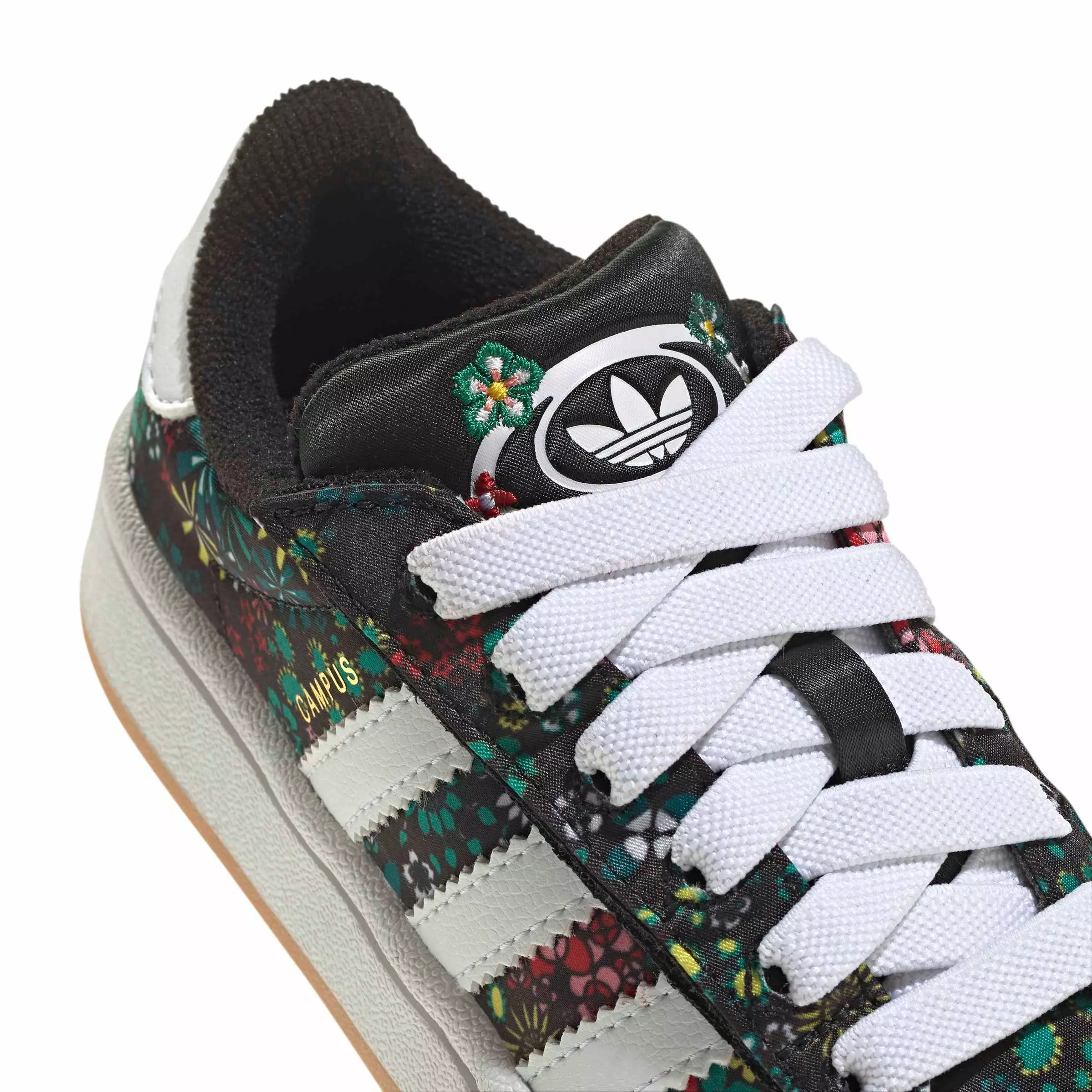 adidas Originals Liberty London Campus 00s CC EL "Core Black/White/Gold" Preschool Girls' Shoe - BLACK/WHITE/GOLD