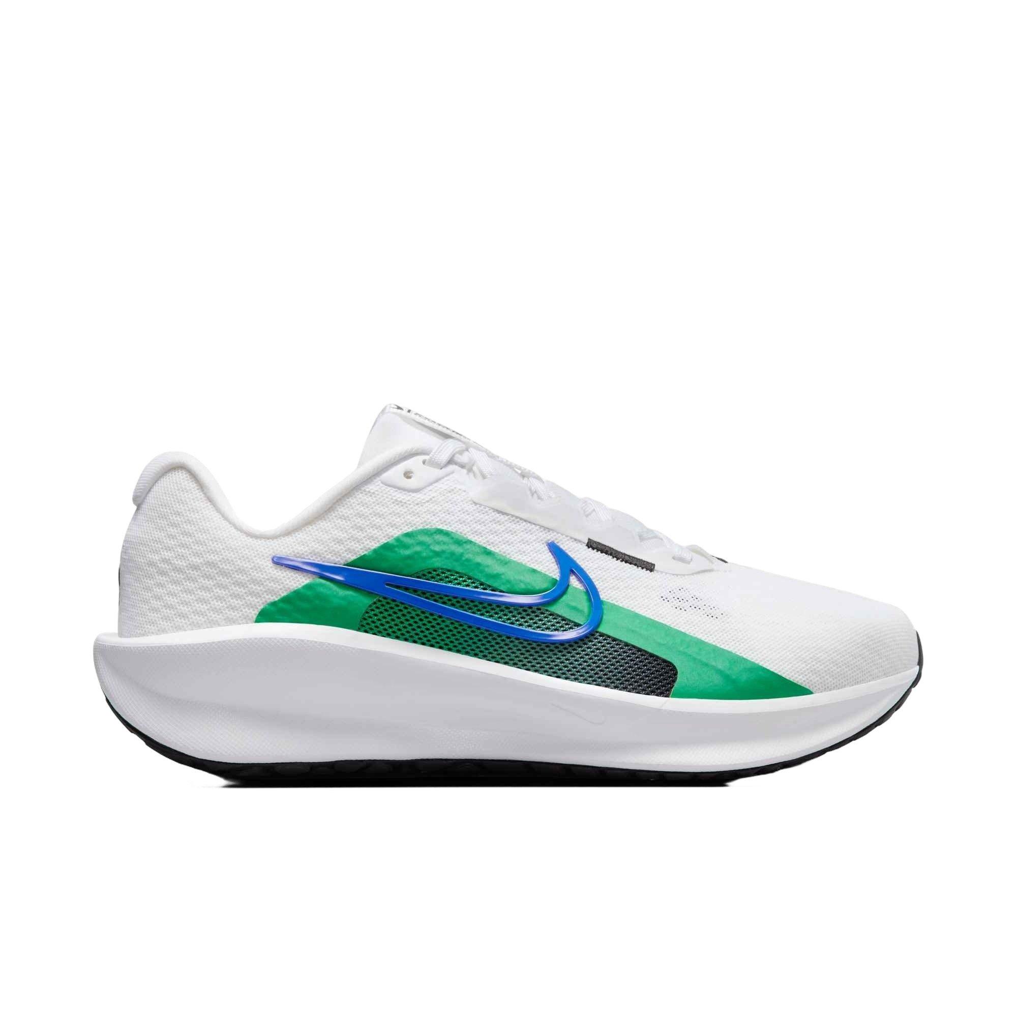Nike Downshifter 13 "White/Stadium Green/Black/Racer Blue" Women's Wide Running Shoe - WHITE/GREEN/BLACK/BLUE Thumbnail View 1