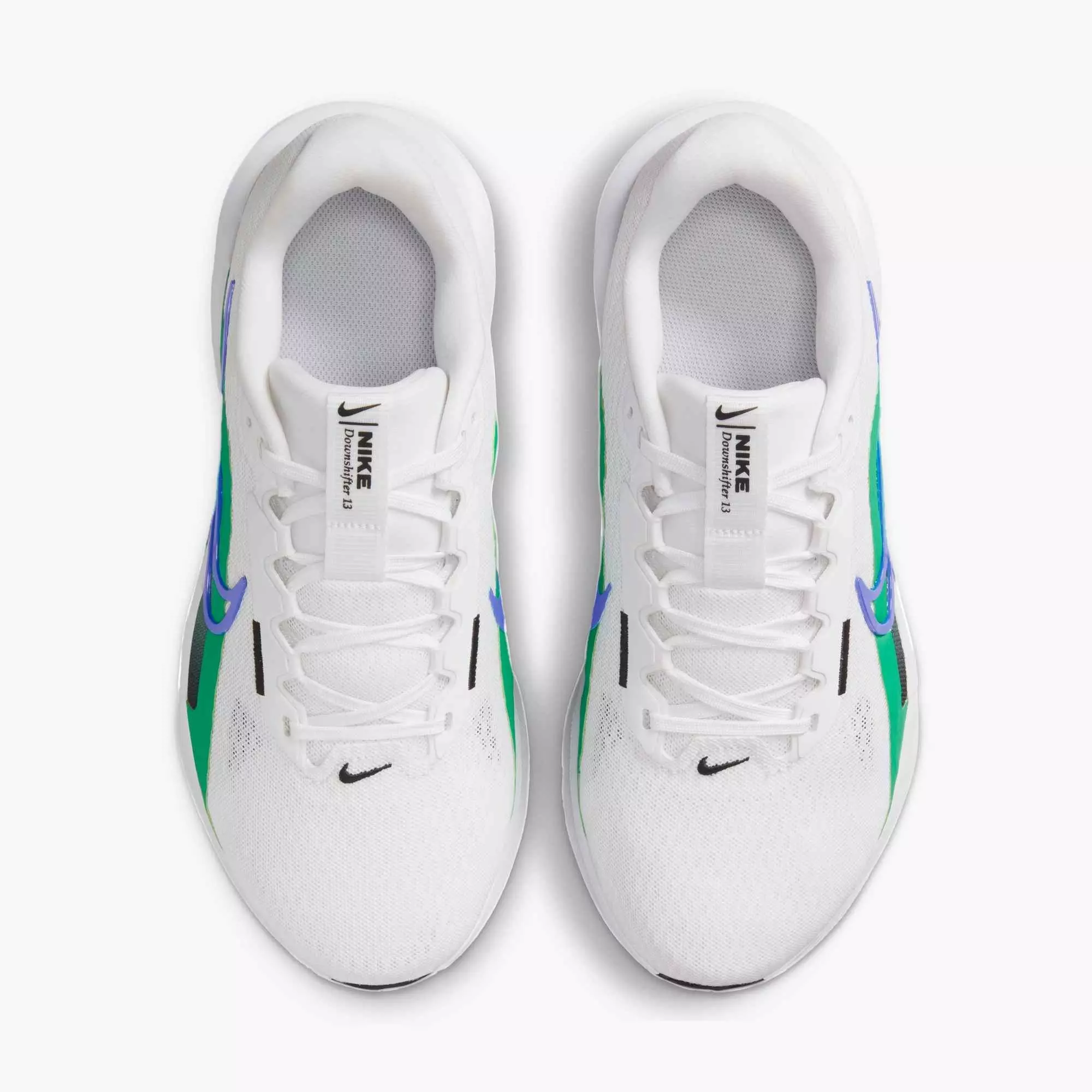 Nike Downshifter 13 "White/Stadium Green/Black/Racer Blue" Women's Wide Running Shoe - WHITE/GREEN/BLACK/BLUE